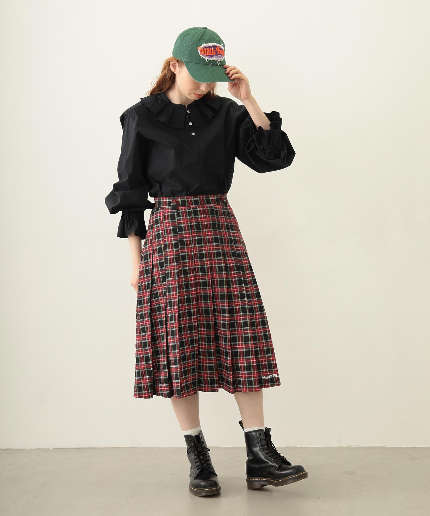 PLEATED PLAID SKIRT