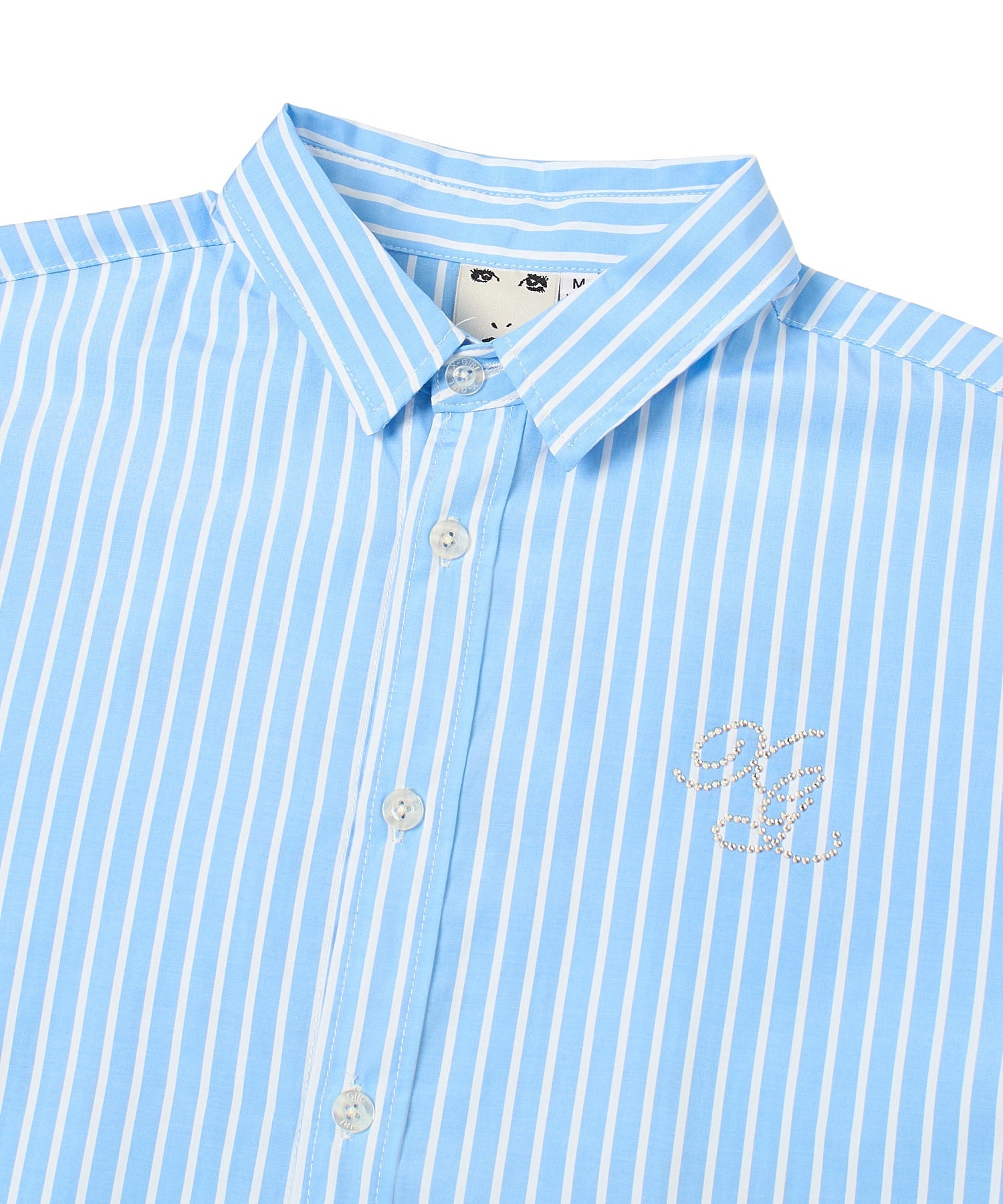 STRIPED RHINESTONE S/S SHIRT