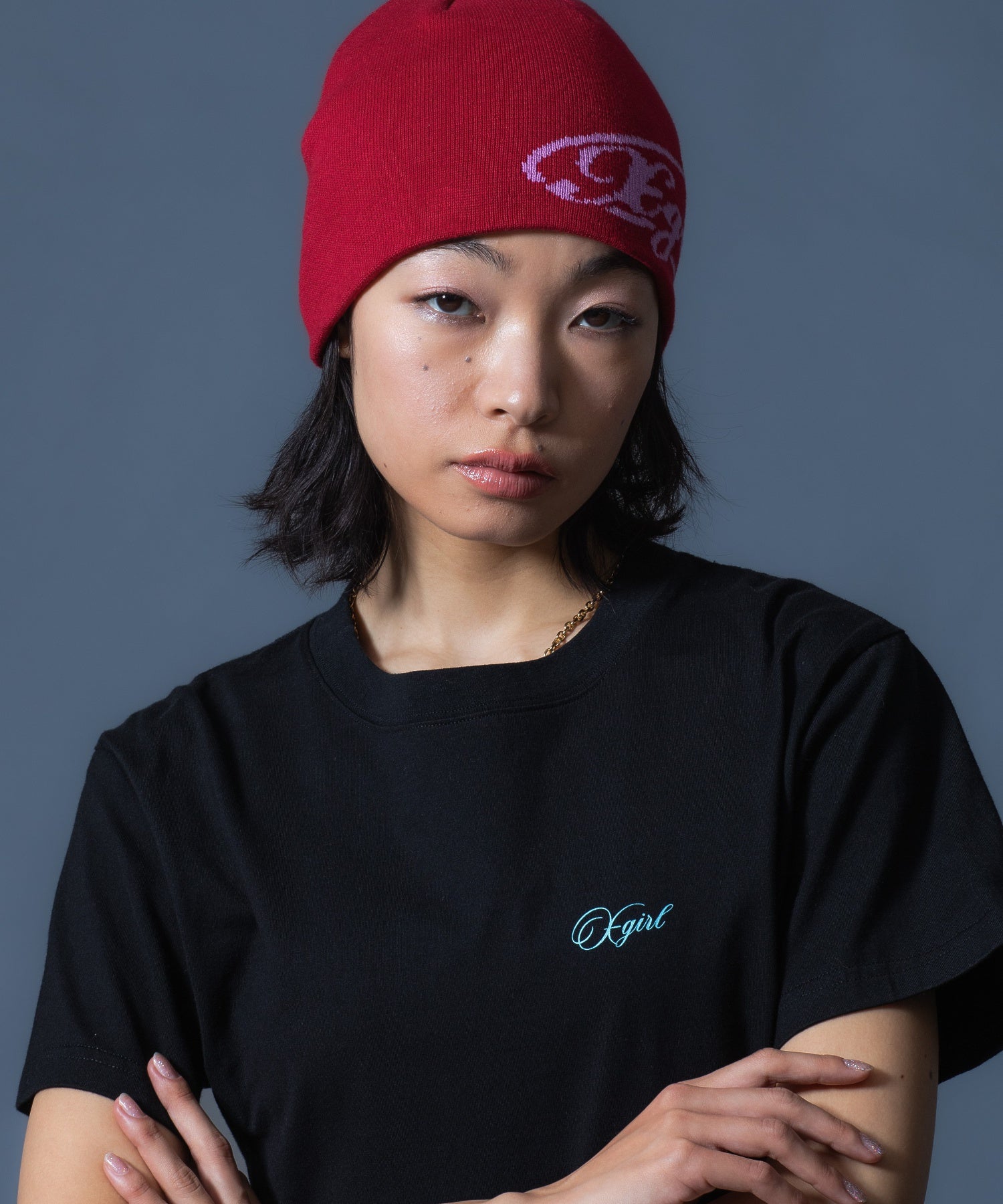 CURSIVE SCRIPT LOGO AND FACE S/S TEE