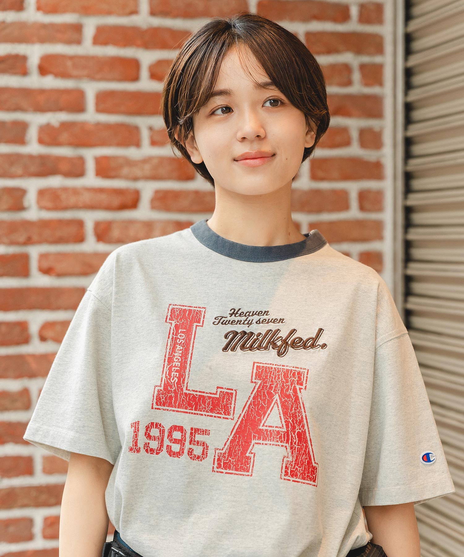 MILKFED.×CHAMPION LA LOGO S/S TEE