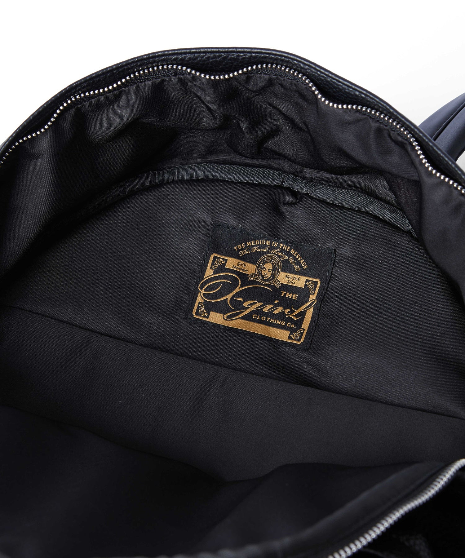METAL LABEL FAUX LEATHER DAYPACK