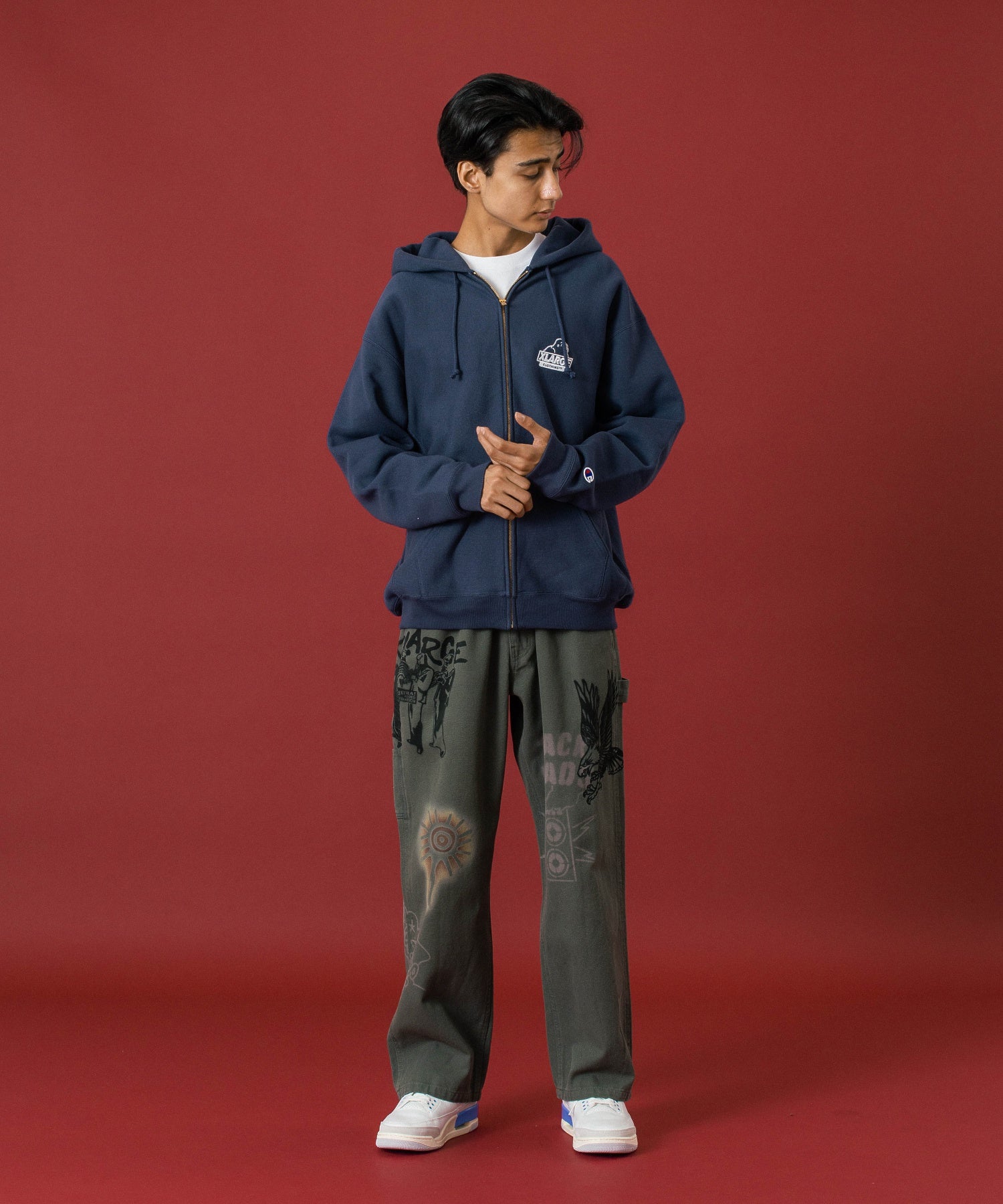 XLARGE×Champion REVERSE WEAVE ZIP UP HOODED SWEATSHIRT