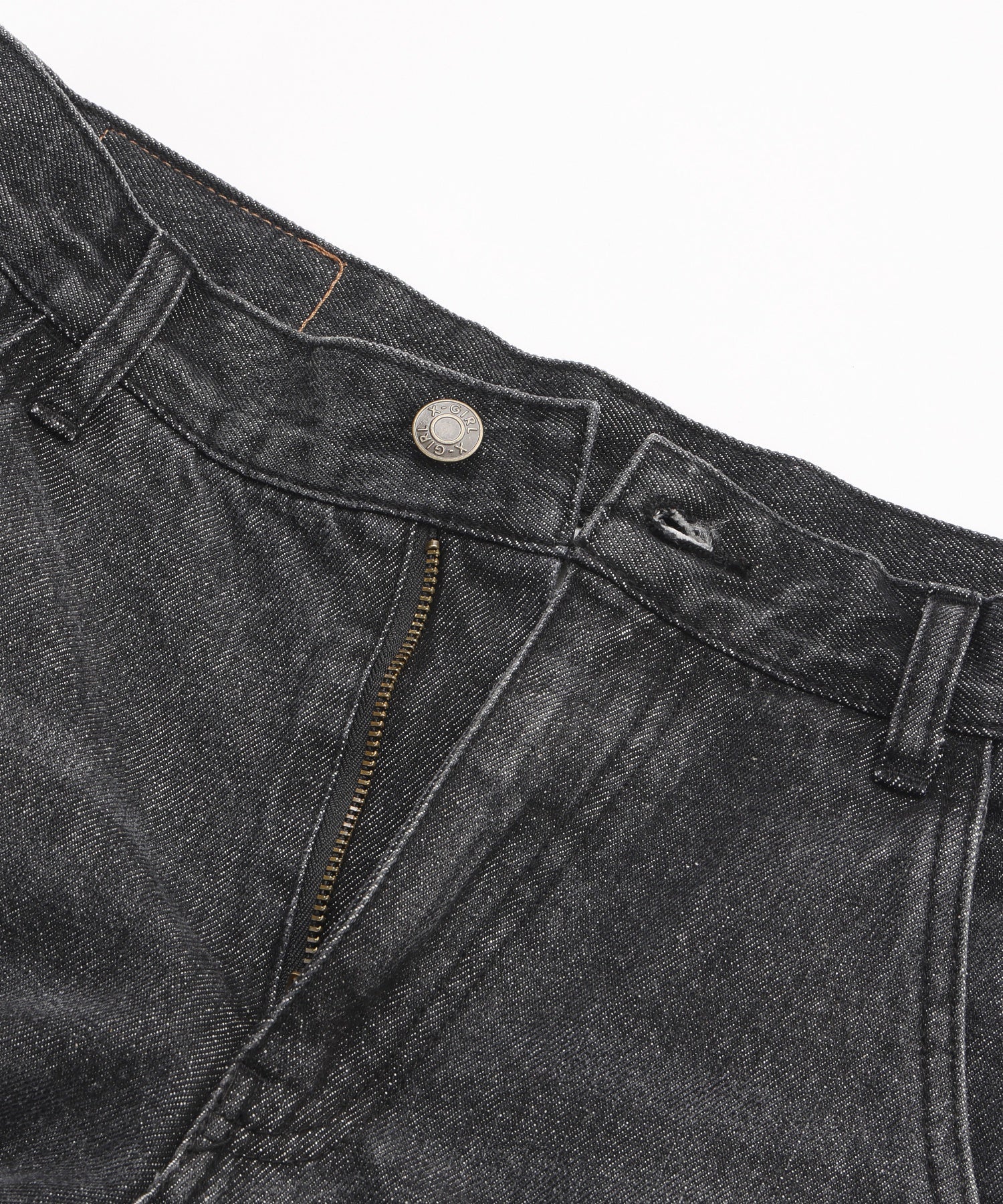 RHINESTONE LOGO LOOSE DENIM PANTS