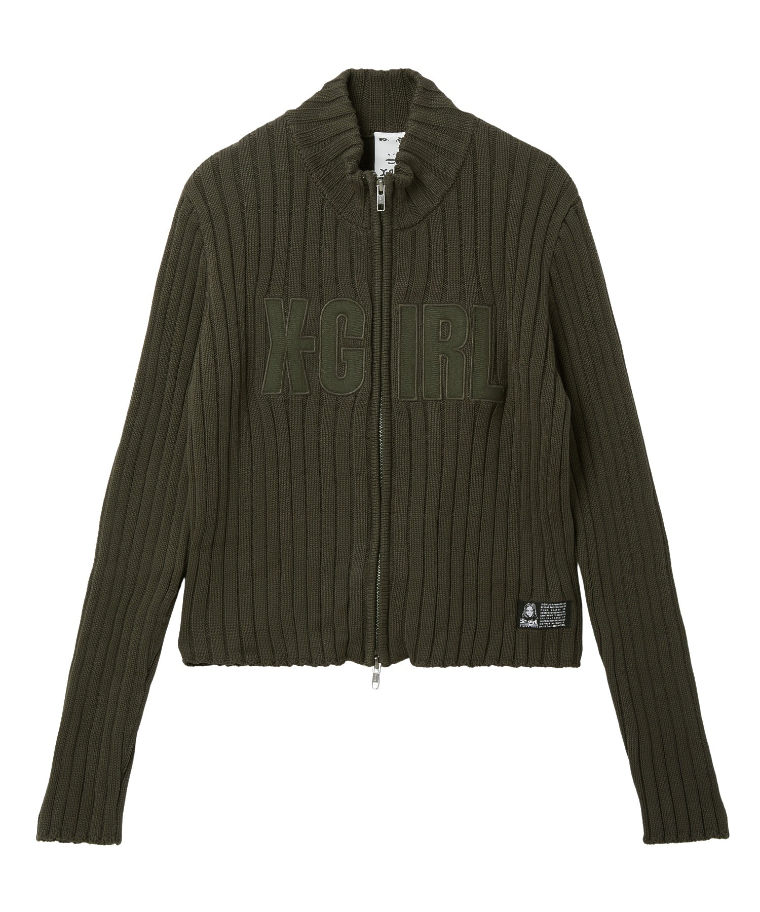 FADED PATCH ZIP UP KNIT TOP