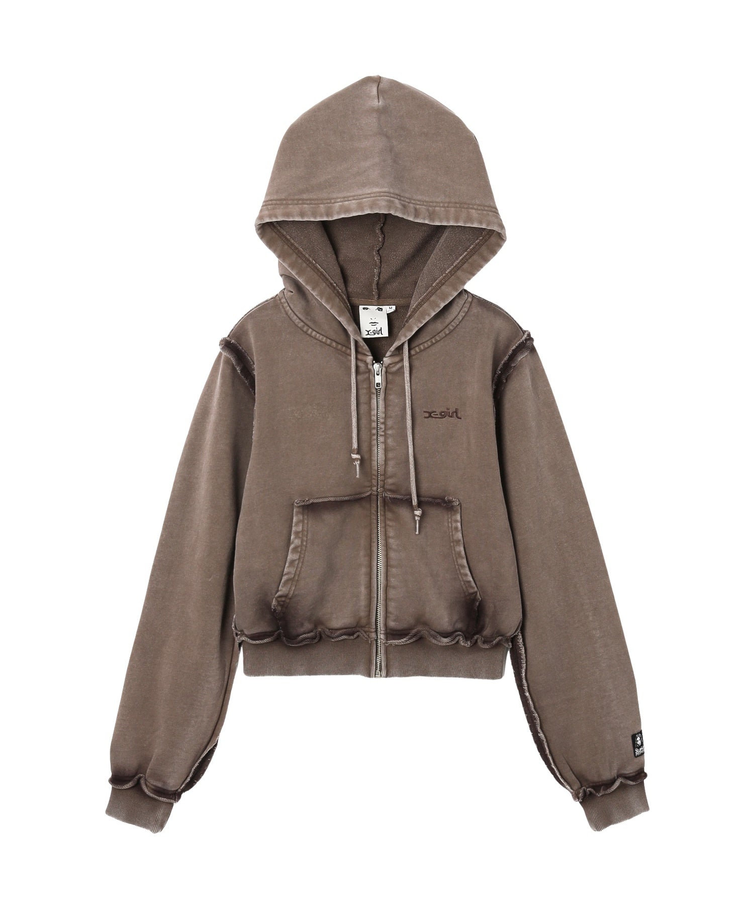 FADED CUT OFF COMPACT ZIP UP SWEWAT HOODIE