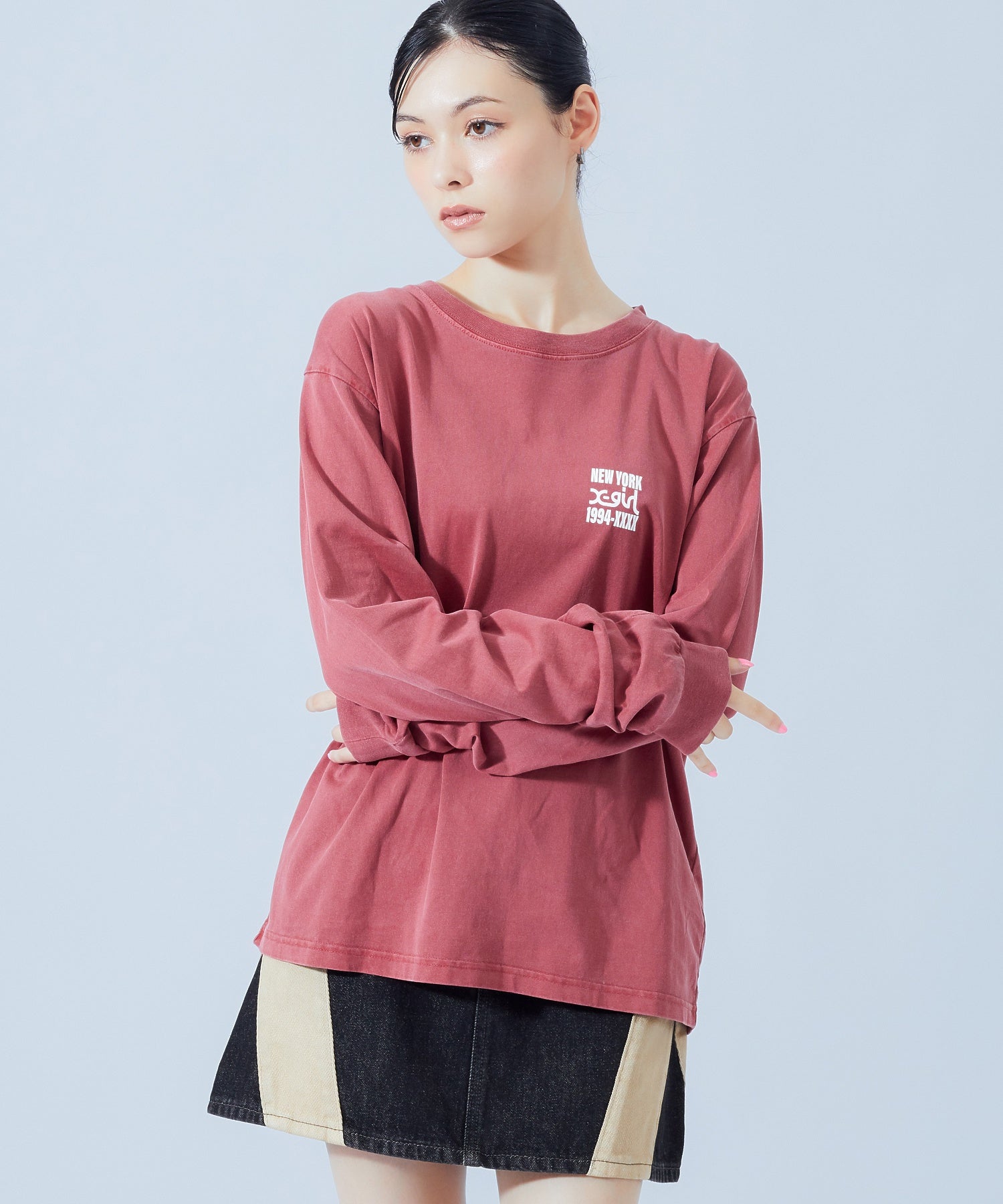 PIGMENT DYED BIG SPRAY LOGO L/S TEE
