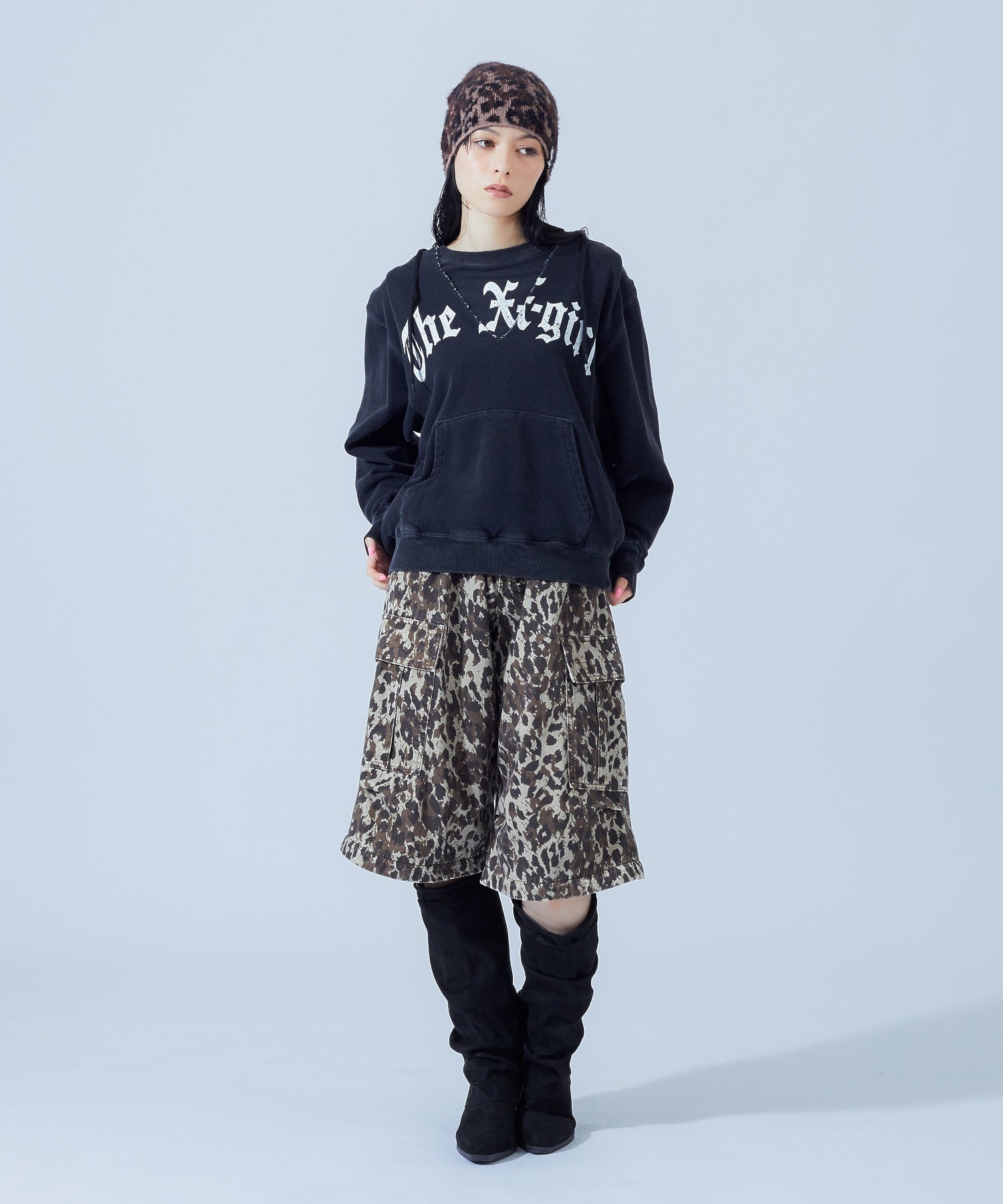 LEOPARD SHAGGY JACQUARD BEANIE