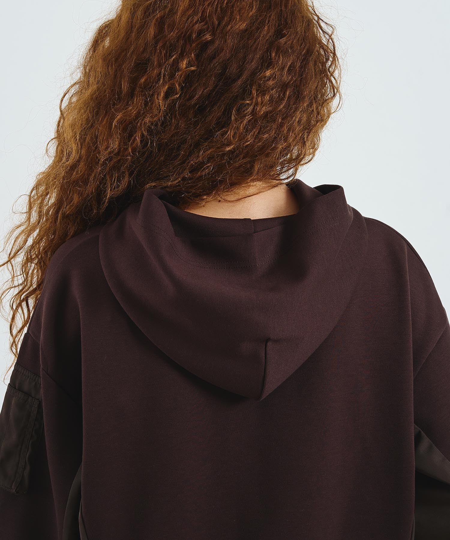 MIXED FABRIC HOODIE AND SKIRT SET