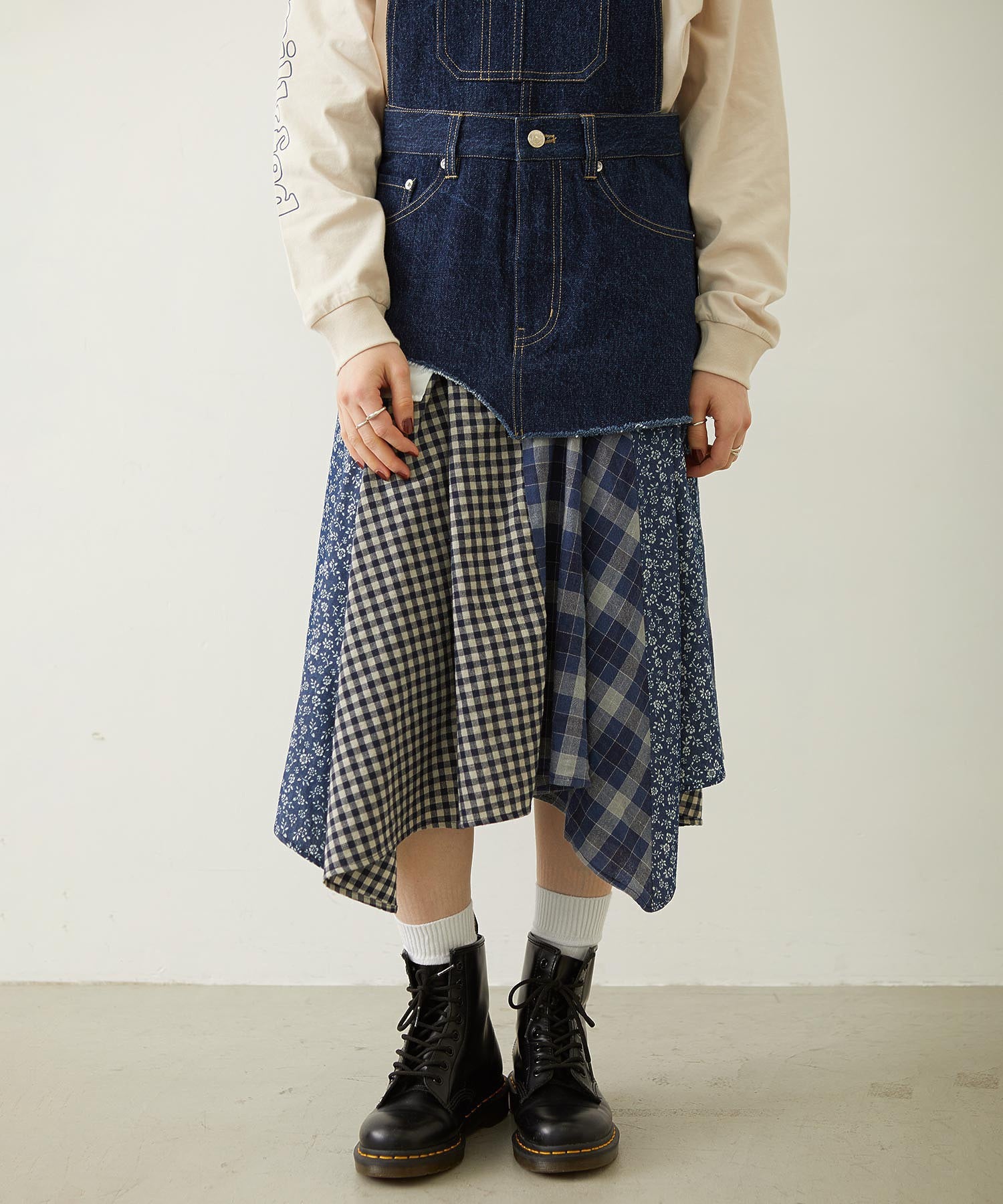 PATCHWORK OVERALL SKIRT
