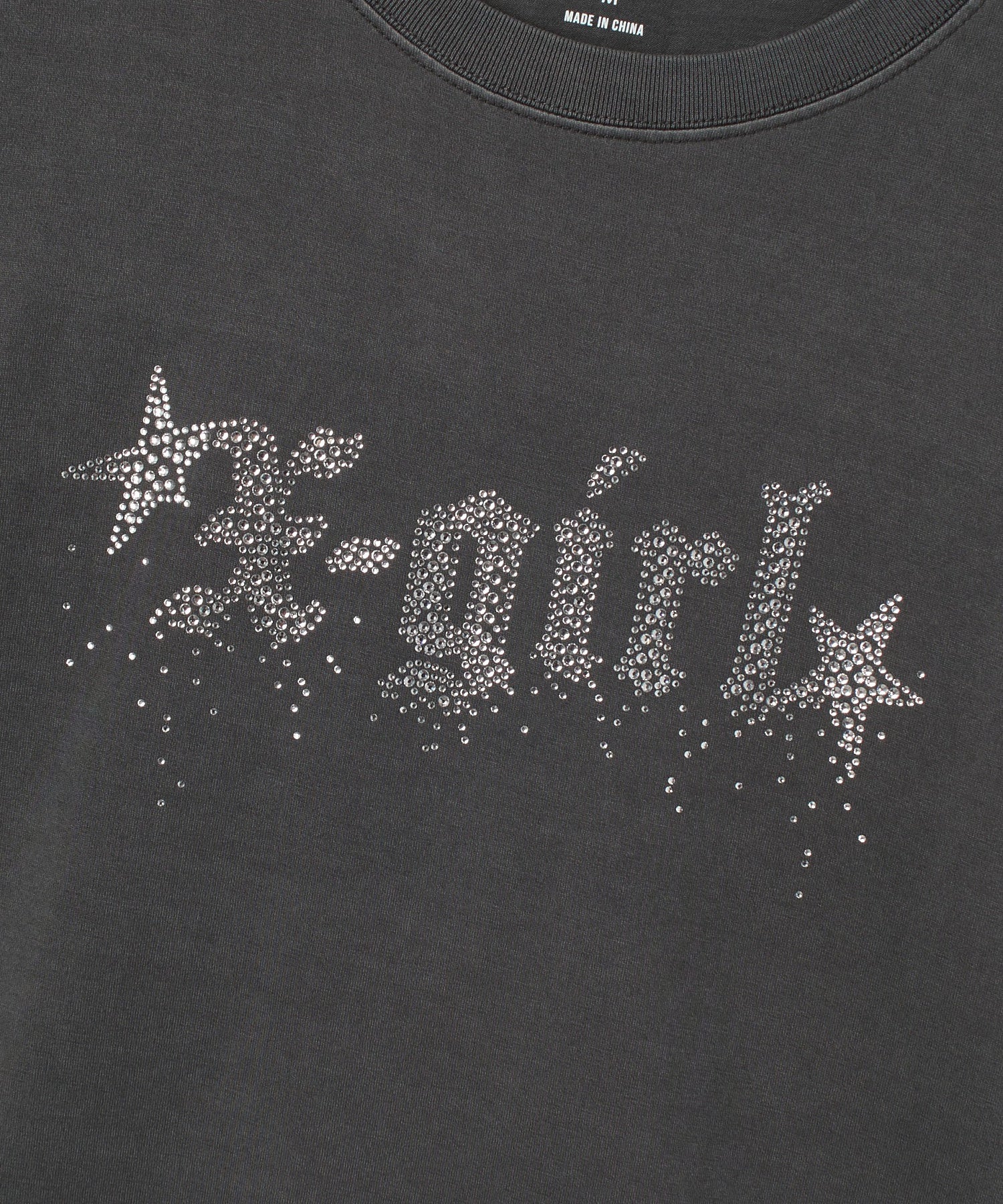 FADED RHINESTONE STARDUST LOGO L/S BIG TEE DRESS