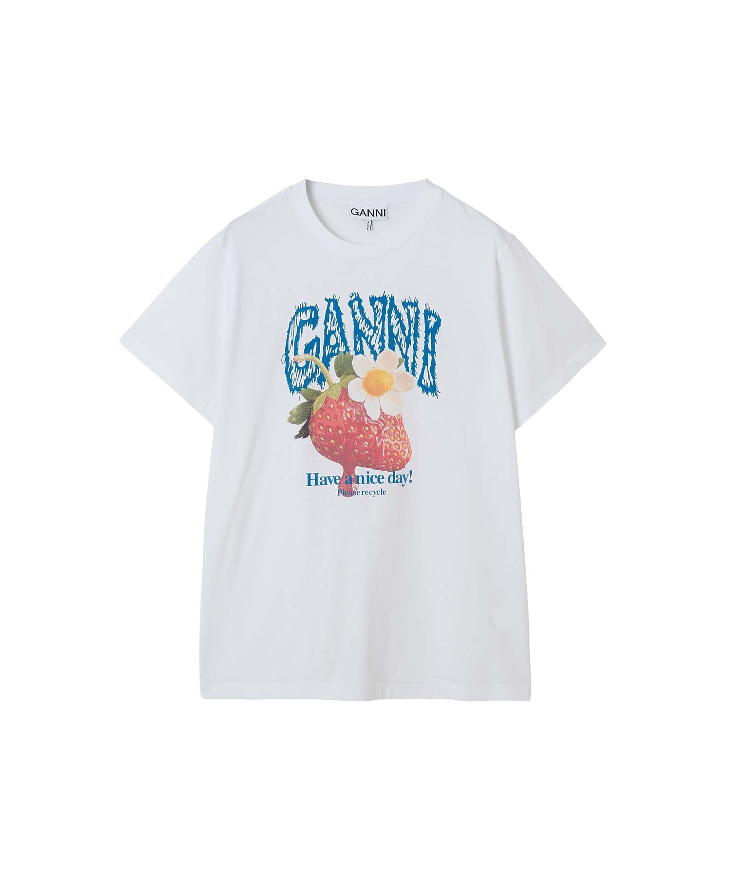 GANNI/BASIC COTTON JERSEY STRAWBERRY