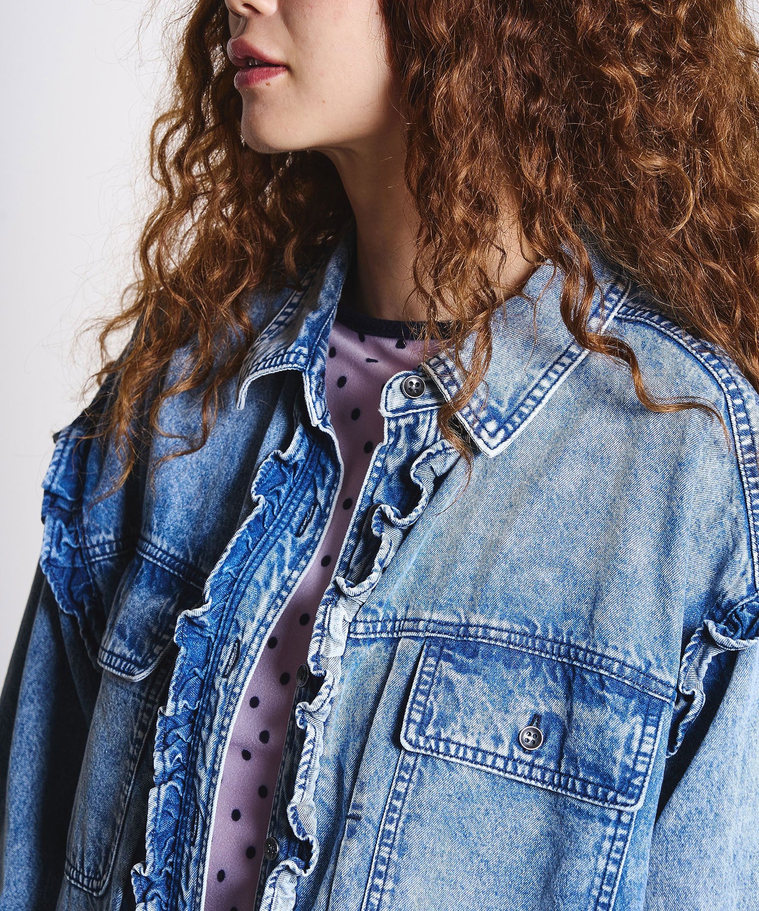 FRILL DENIM SHIRT
