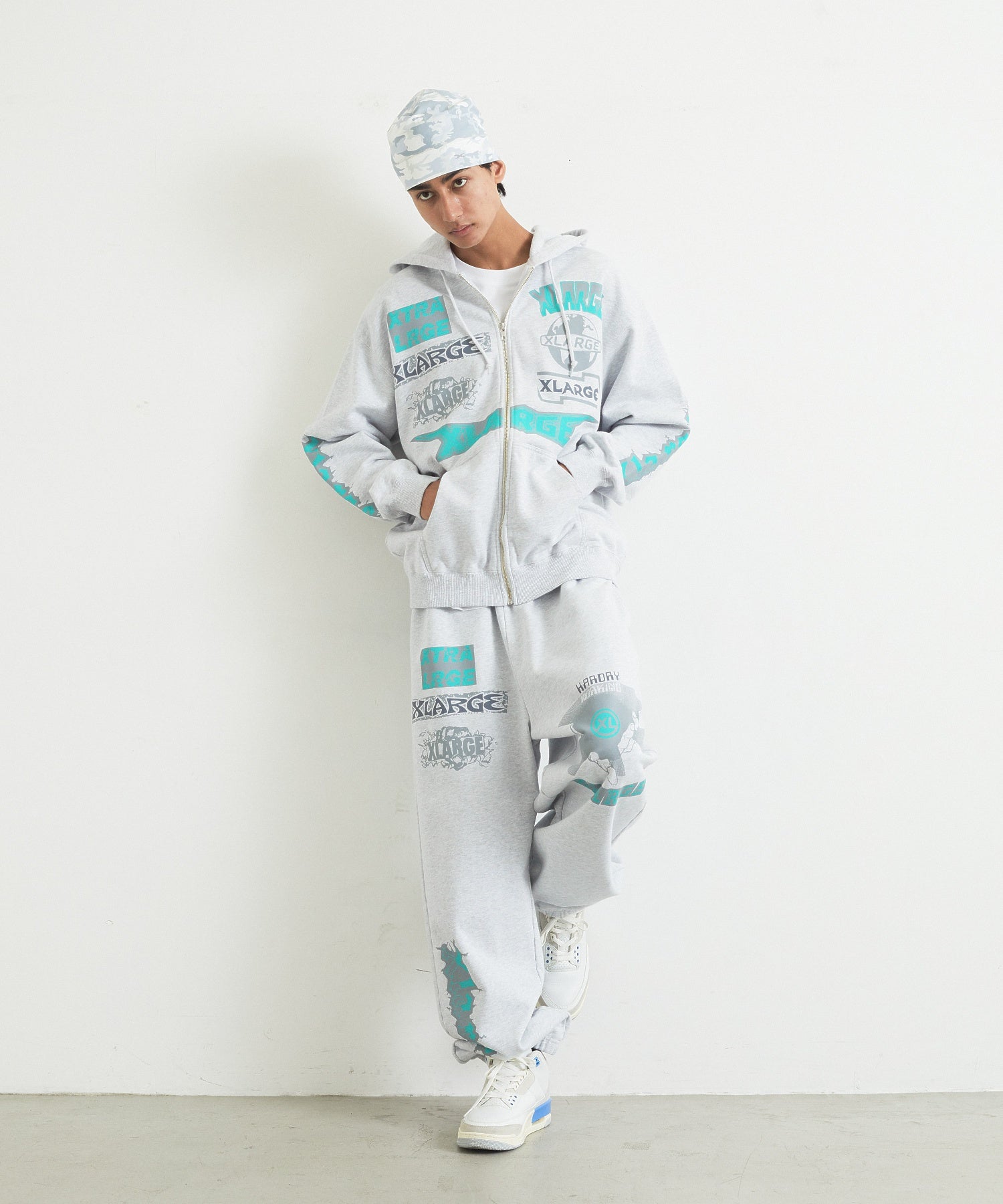 MULTI LOGO ZIP HOODED SWEATSHIRT