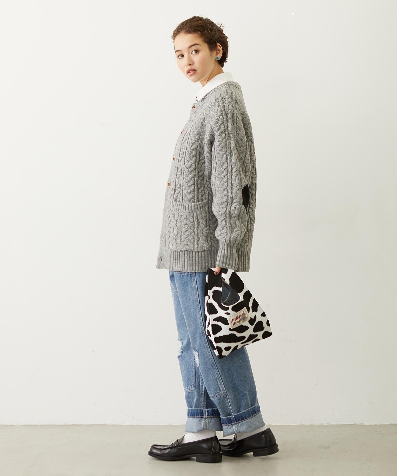 DOUBLE KNEE DISTRESSED DENIM PANTS
