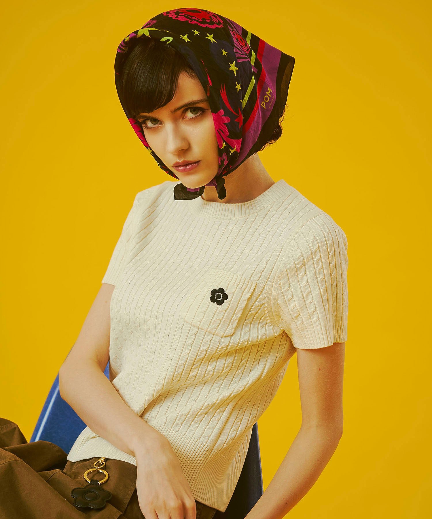 【レッドROSE BUD別注カラー】MARY QUANT/CABLE HALF SLEEVE KNIT