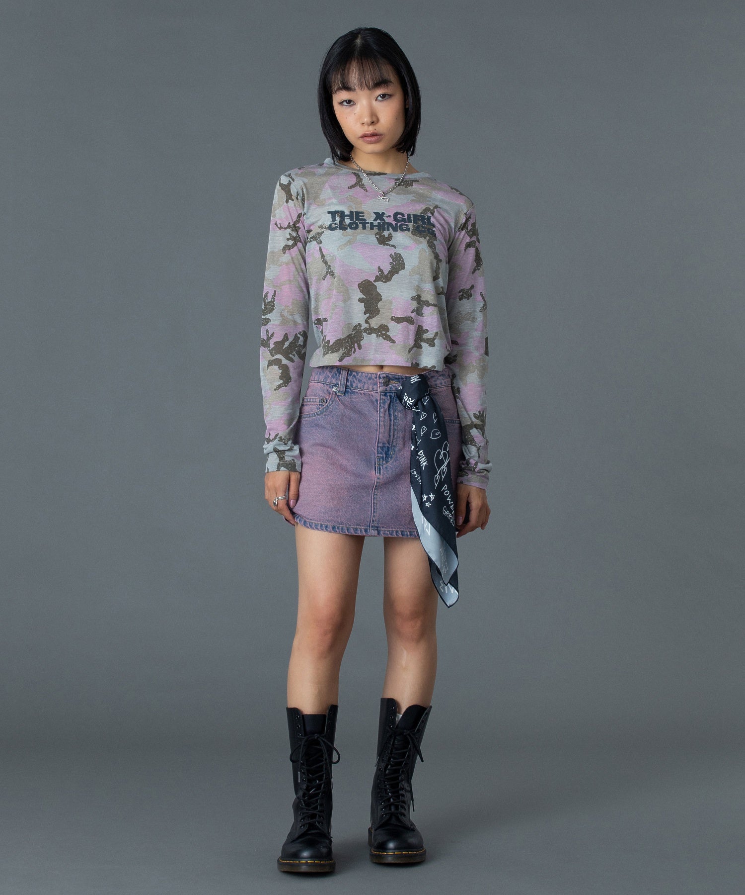 FADED CAMO SHEER L/S TOP