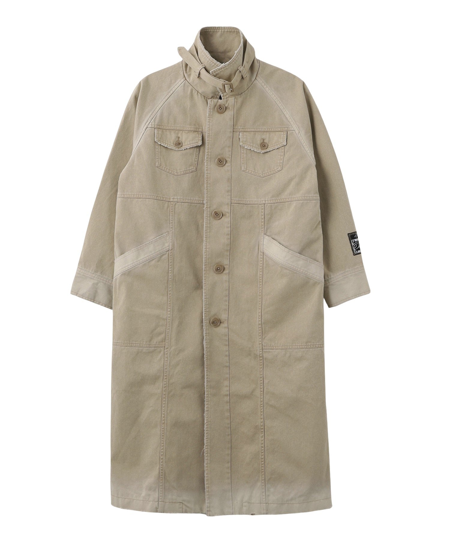 FADED STAND COLLAR LONG COAT