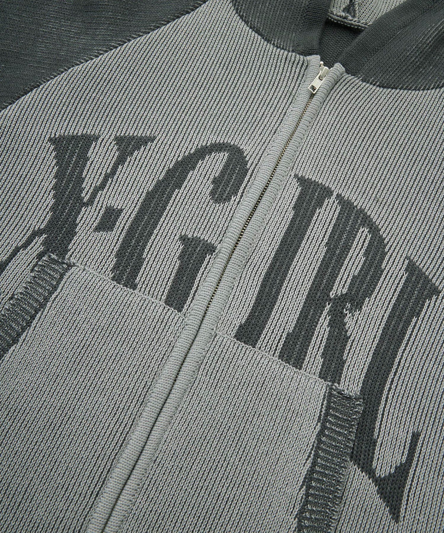 LOGO JACQUARD ZIP UP KNIT HOODIE