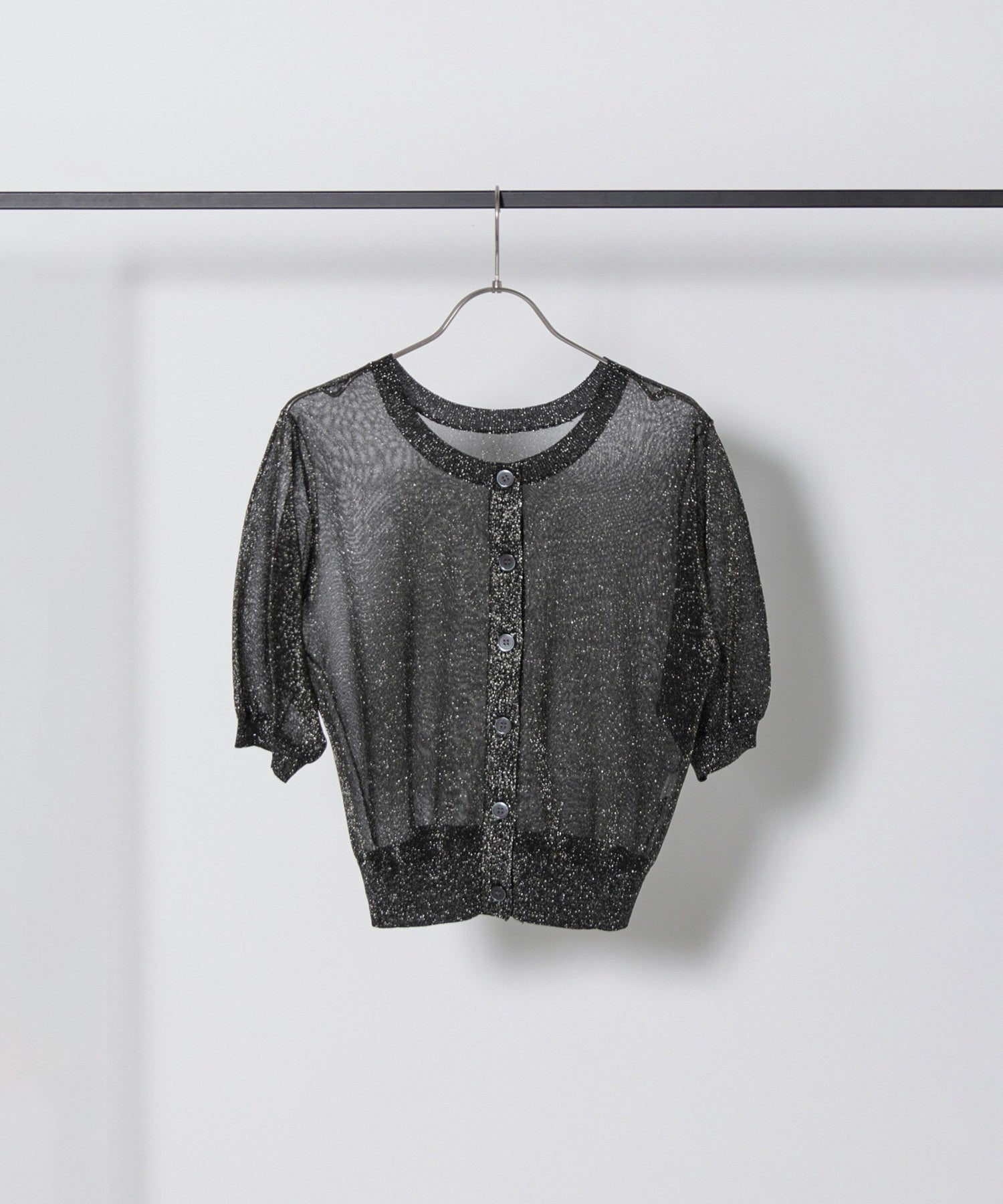 ハーフスリーブラメカーディガン