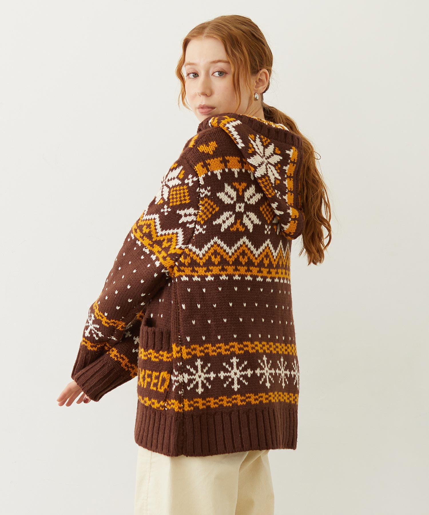 SNOW PATTERN COWICHAN KNIT JACKET