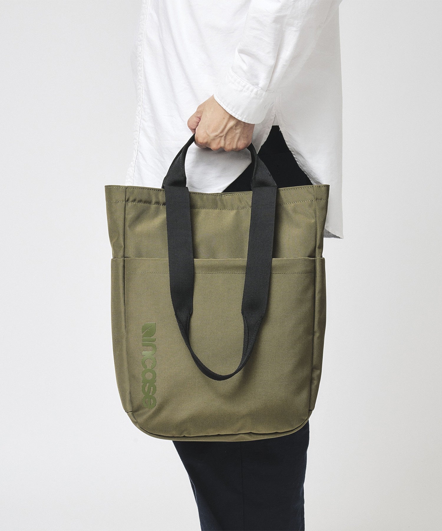 Grid 2-Way Tote Bag - Olive