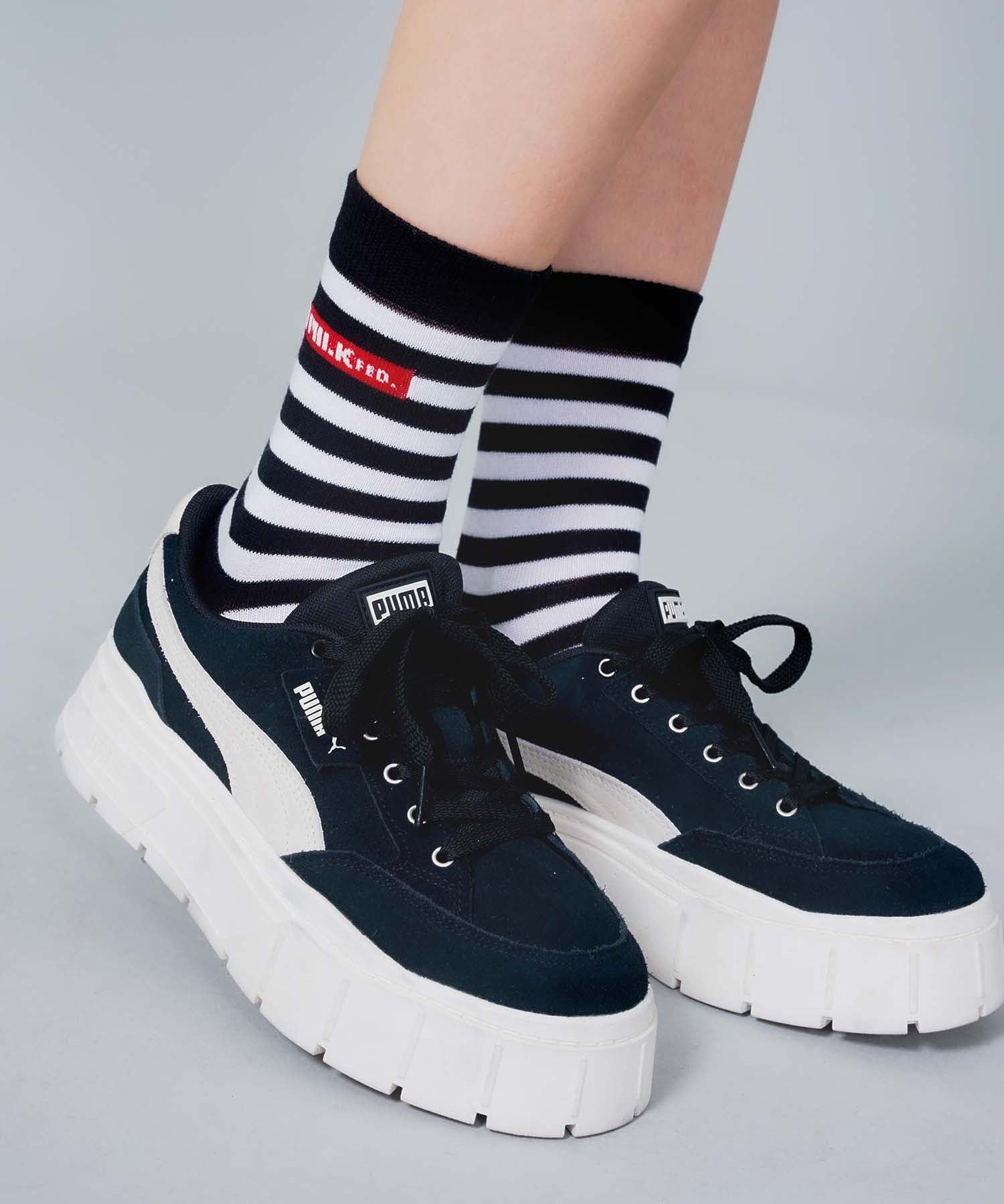 STRIPED BAR LOGO SOCKS MILKFED.