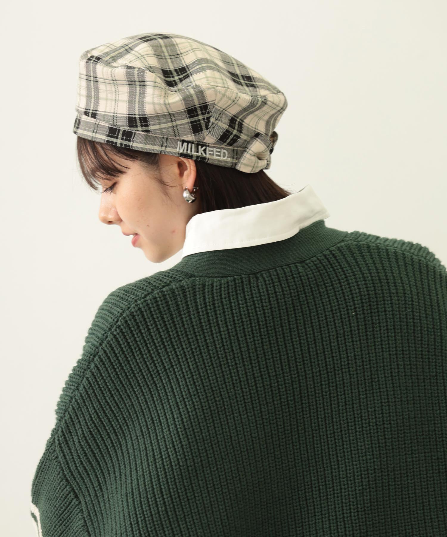 LOGO PLAID BERET