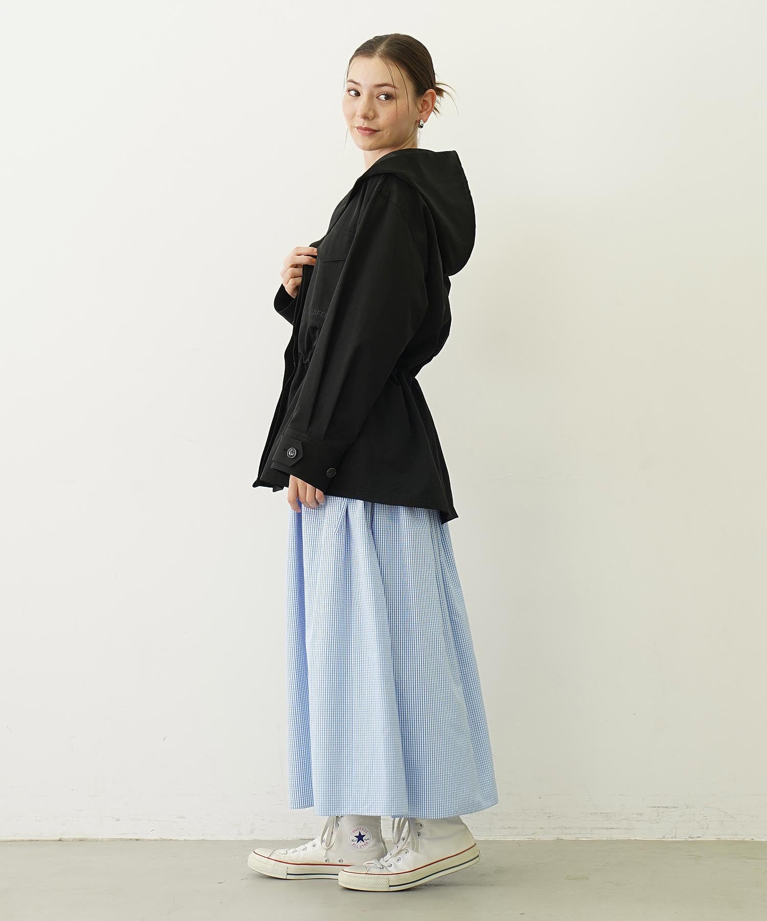 GINGHAM CHECK VOLUME SKIRT