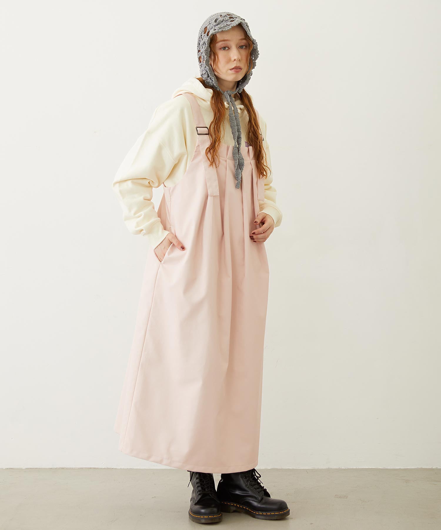 FAUX LEATHER TUCK DRESS