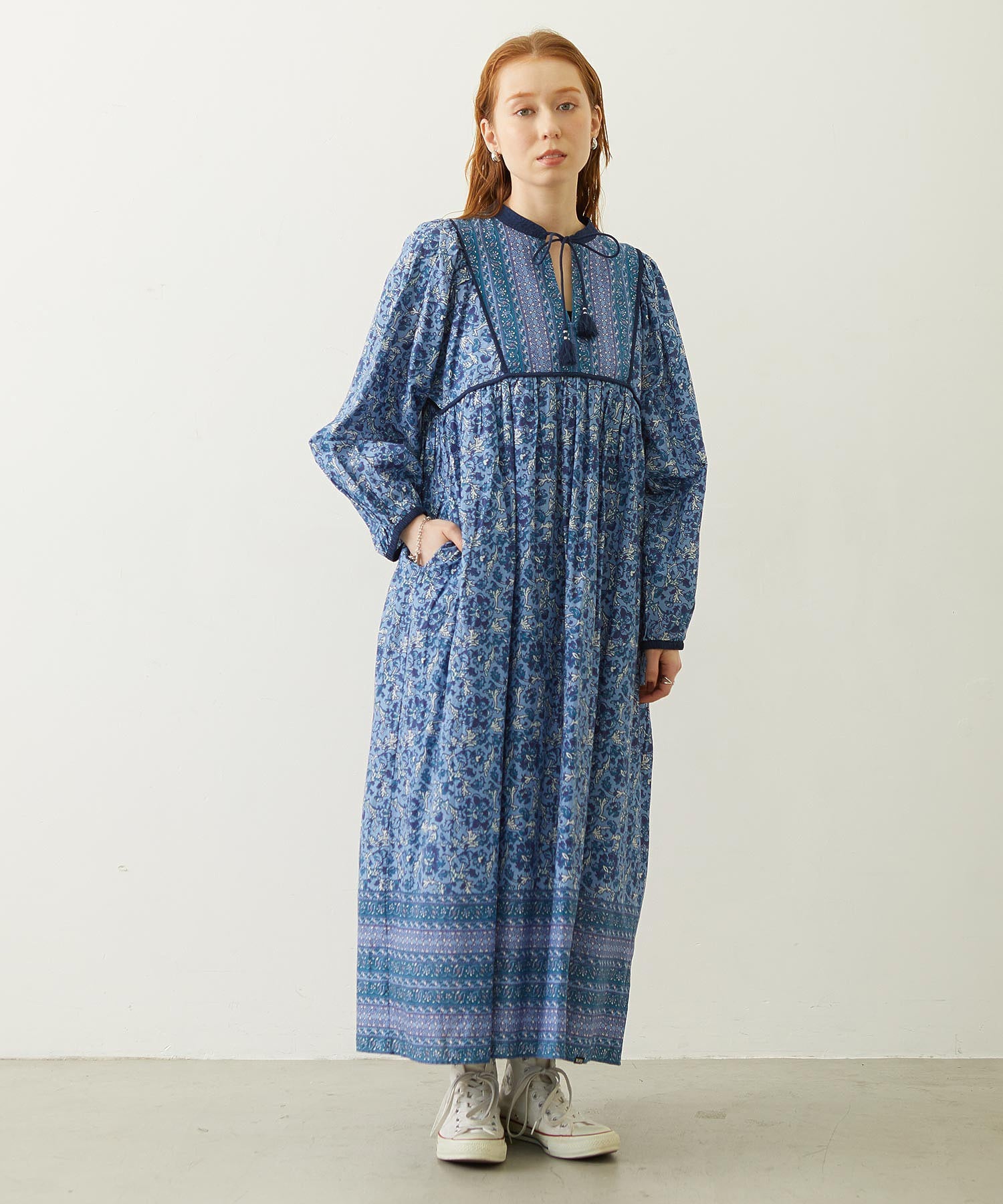 PRINTED TASSEL TIE DRESS