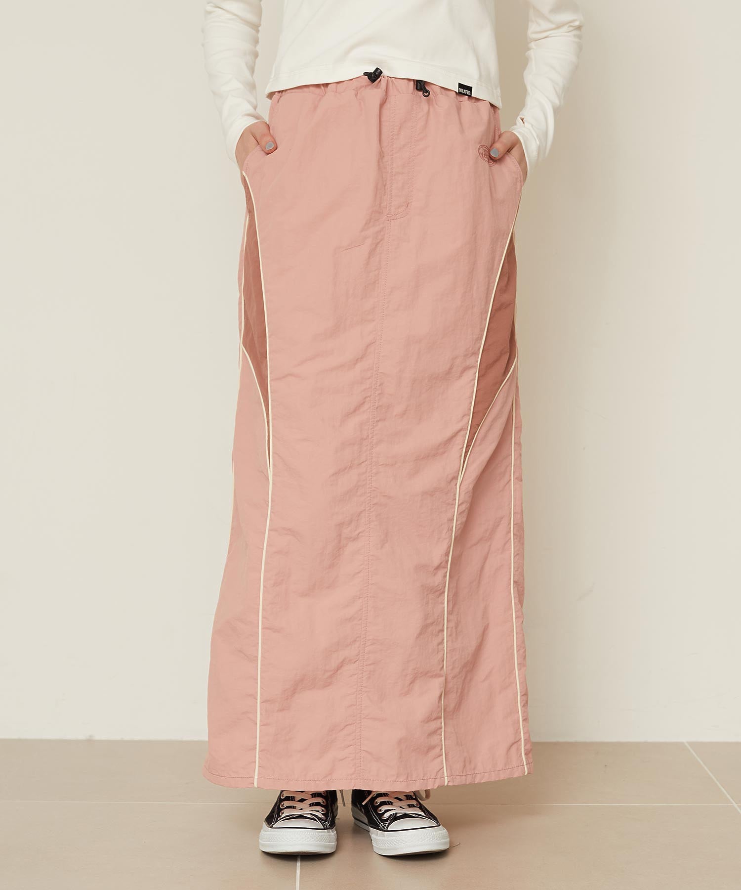 LINE PIPING LONG SKIRT