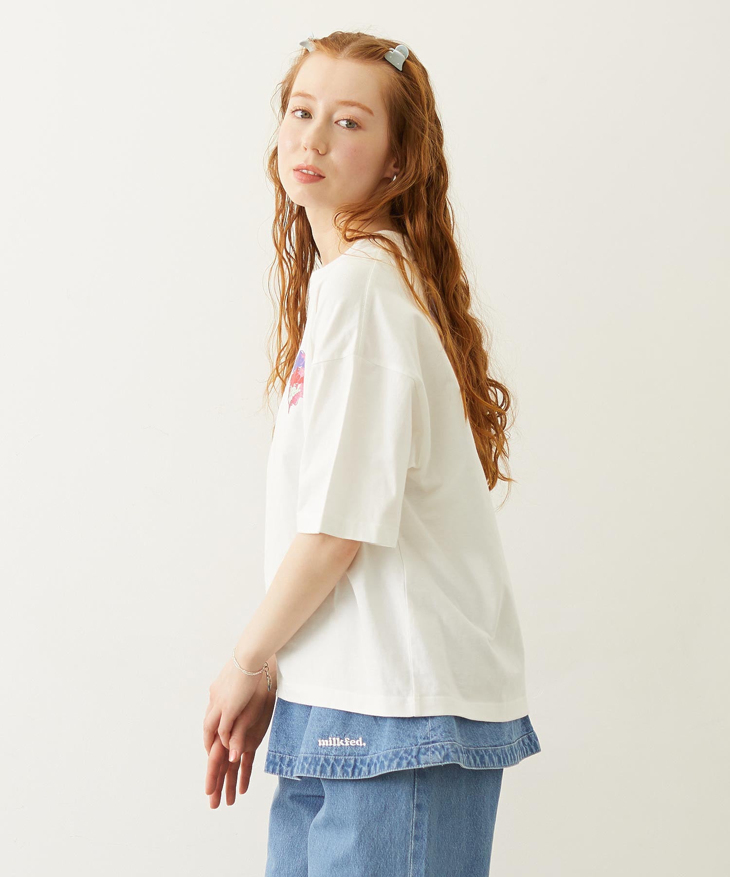MELTY GLITTER HEART WIDE S/S TEE