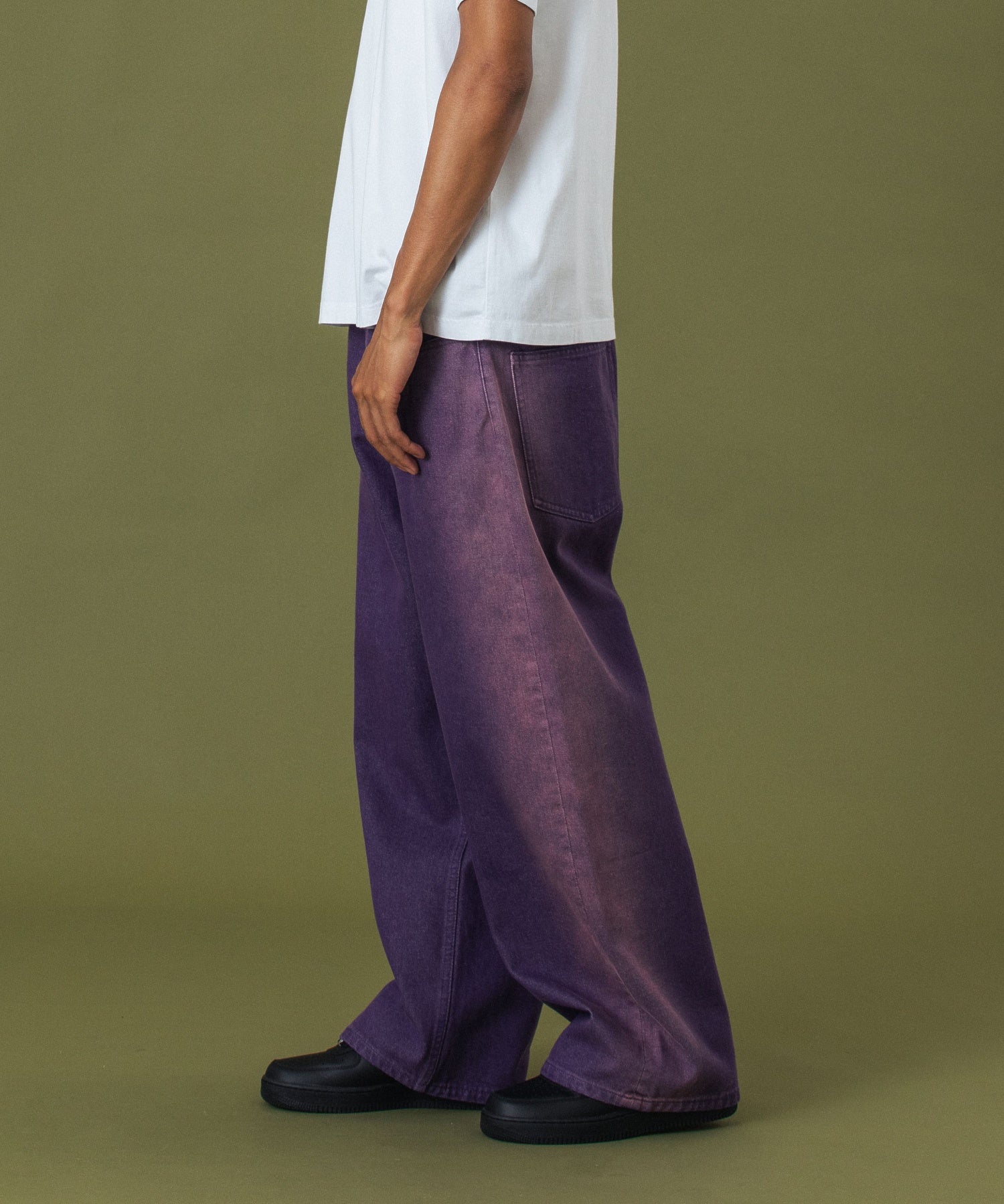 SIDE FADED BAGGY DENIM PANTS