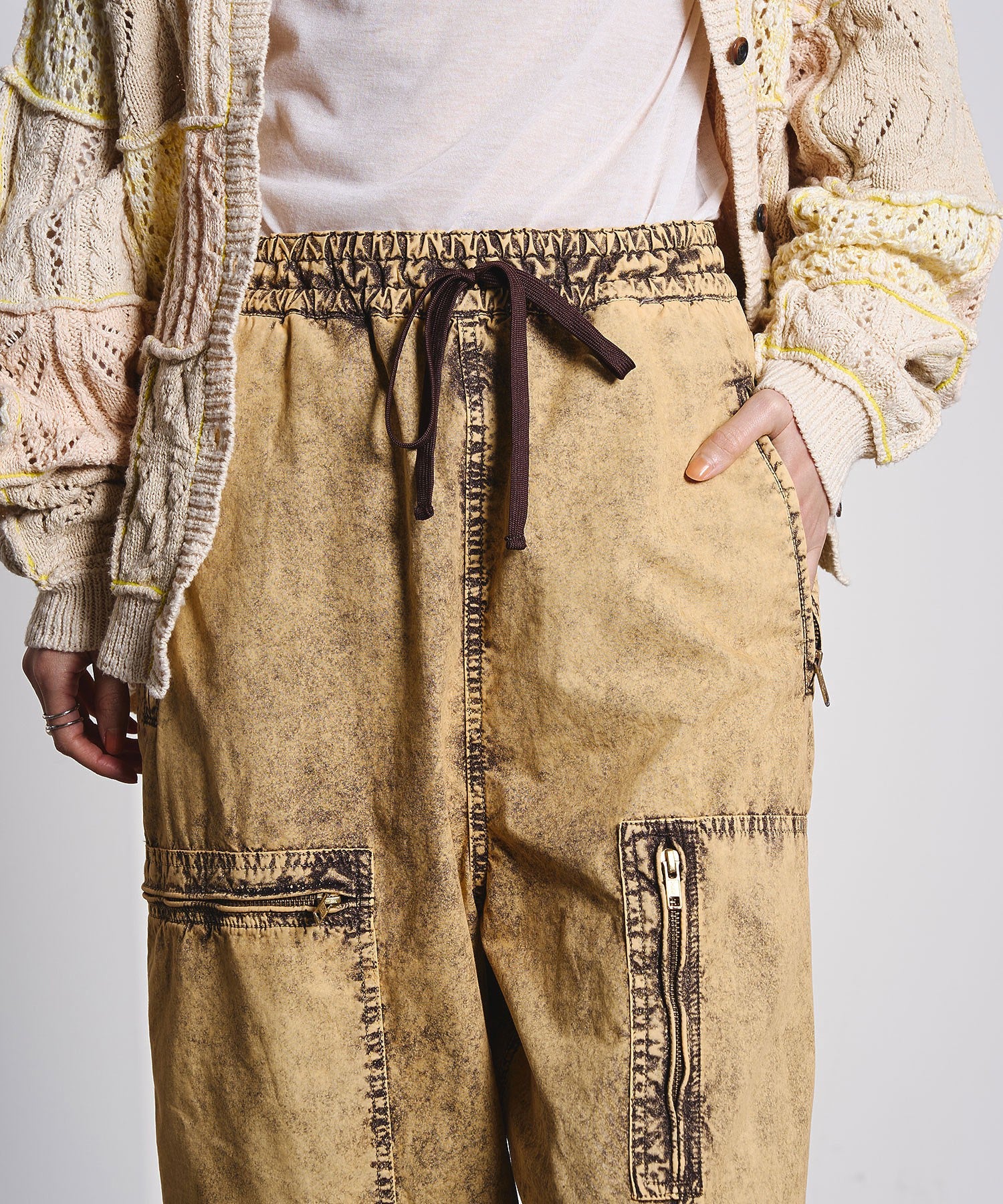 CREOLME/MILITARY WIDE LEG PANTS