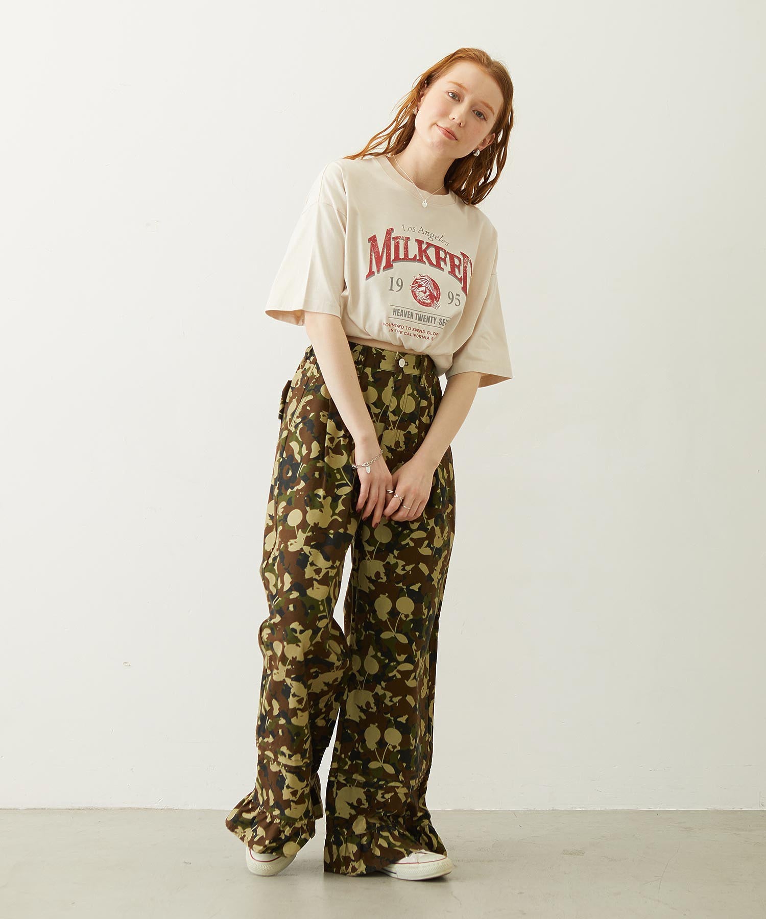FRILL HEM CAMO PANTS