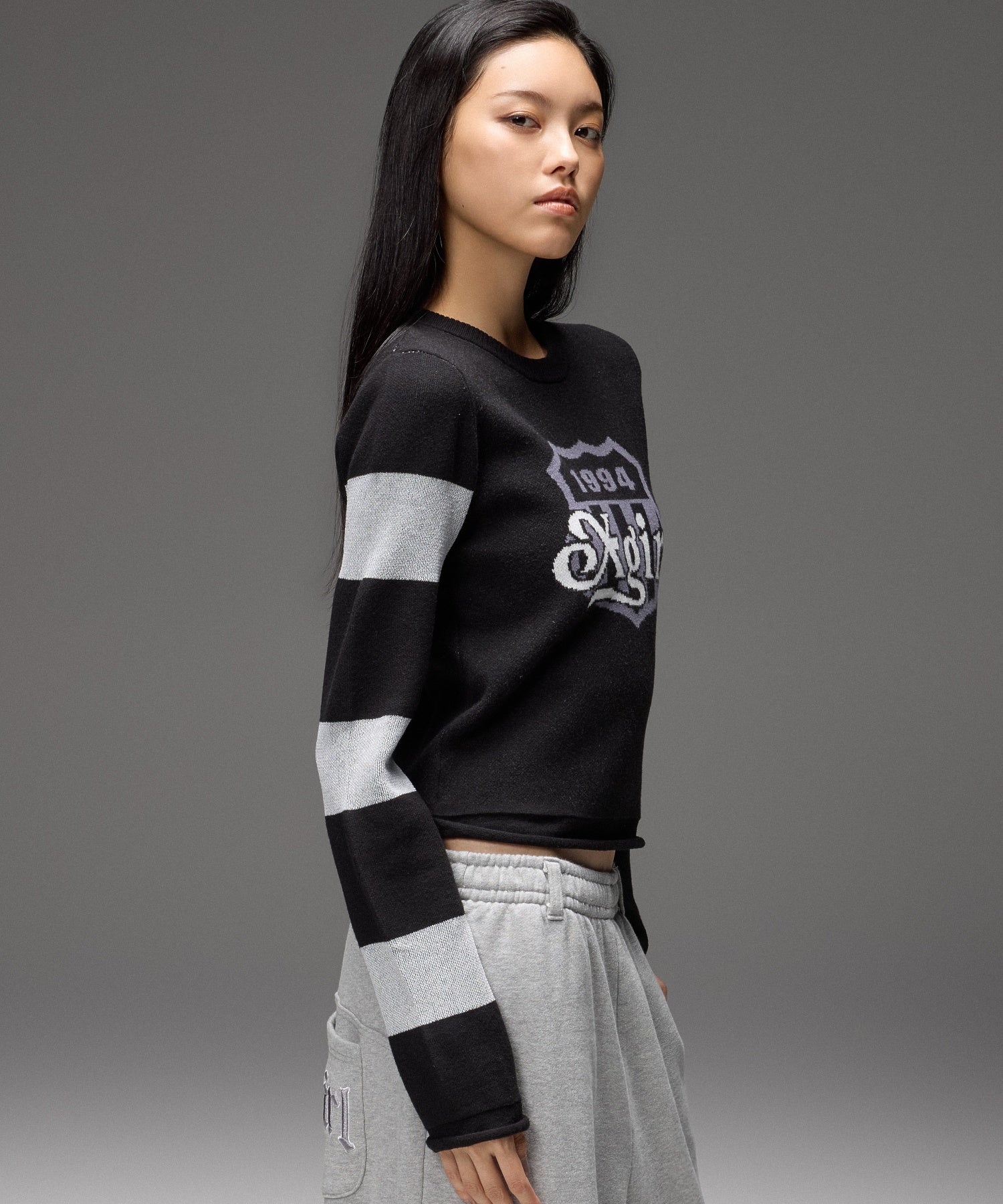 EMBLEM LOGO JACQUARD COMPACT KNIT TOP