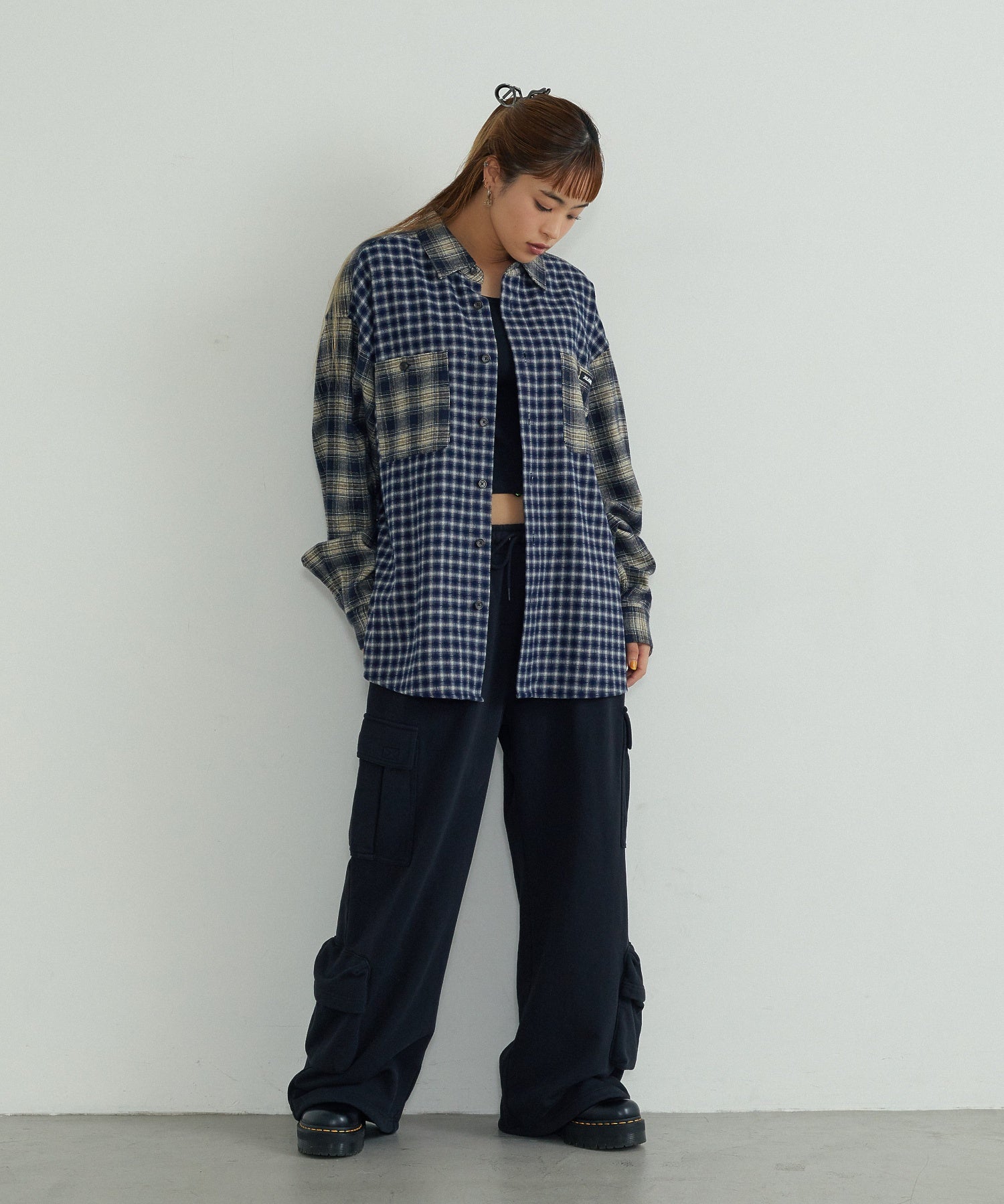 PLAID PANEL L/S SHIRT