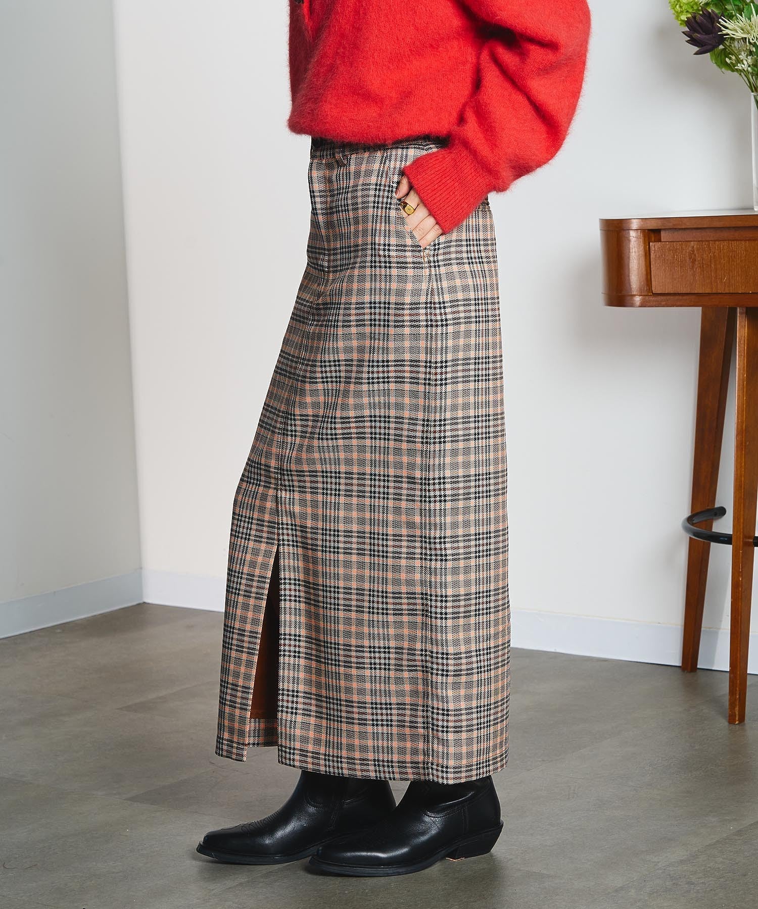 CREOLME/CHECK PENCIL SKIRT