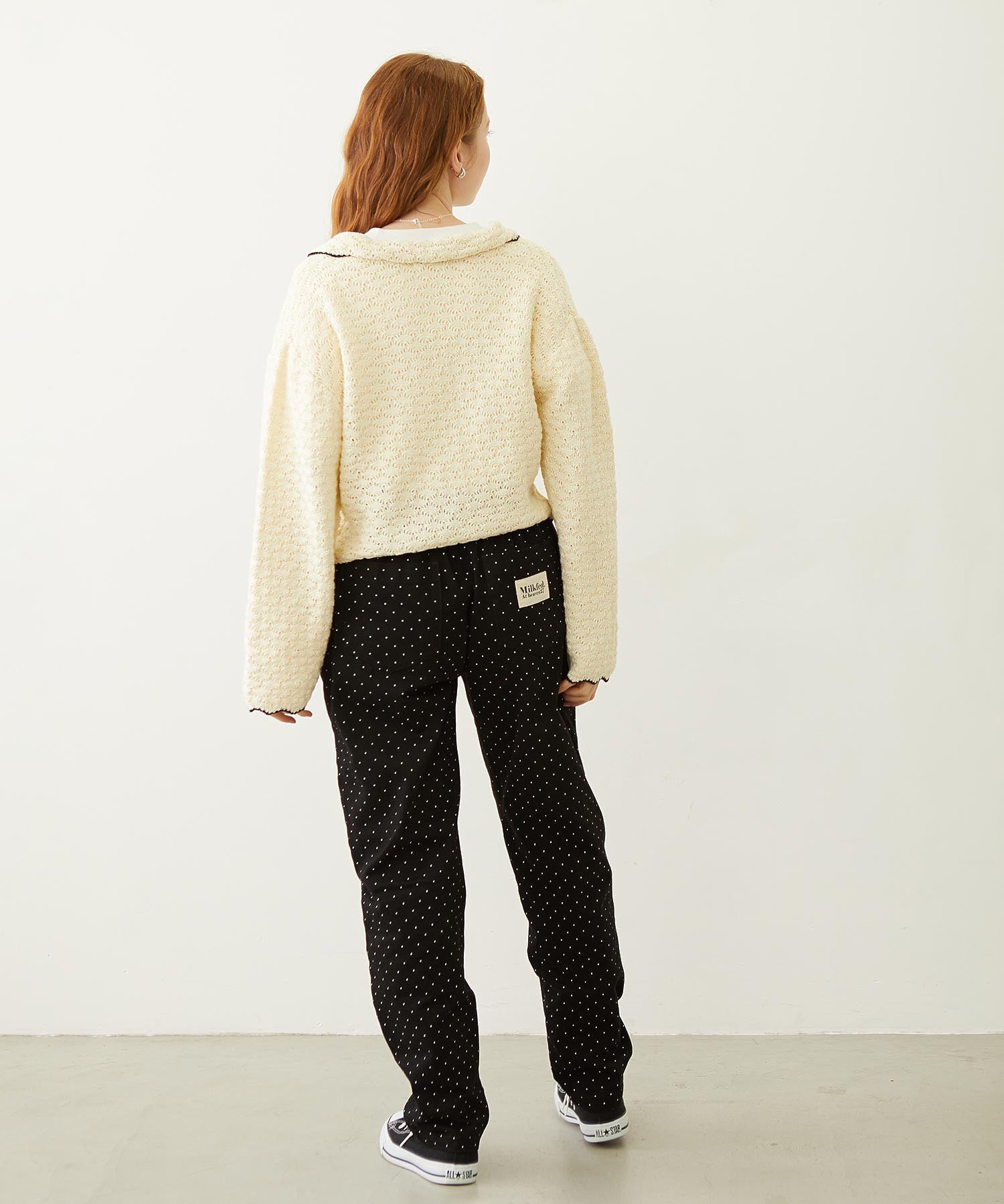 OPEN COLLAR CONTRAST TRIM KNIT CARDIGAN