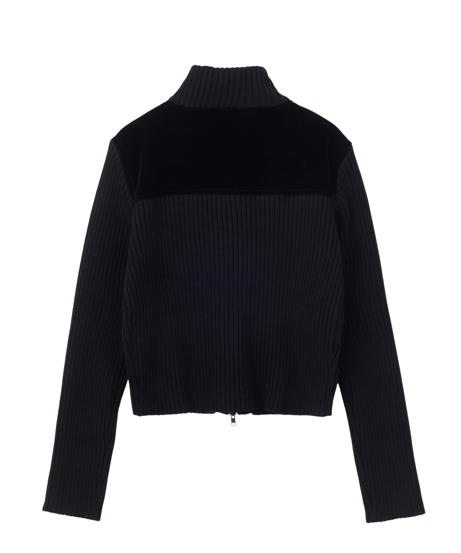 VELOUR AND KNIT ZIP UP TOP