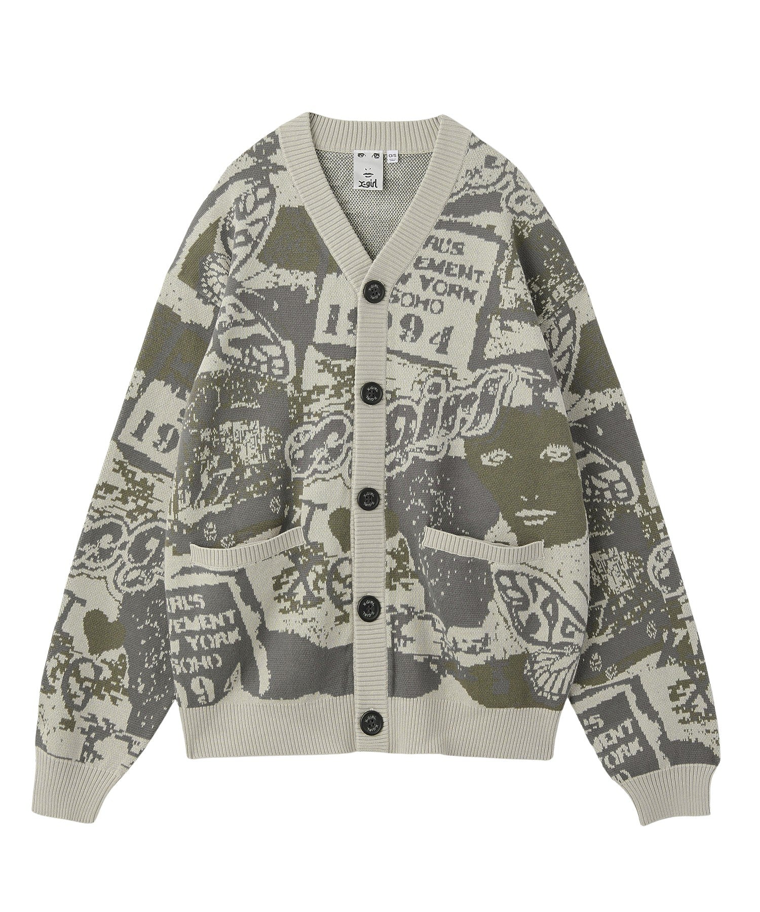 COLLAGE GRAPHIC JACQUARD KNIT CARDIGAN
