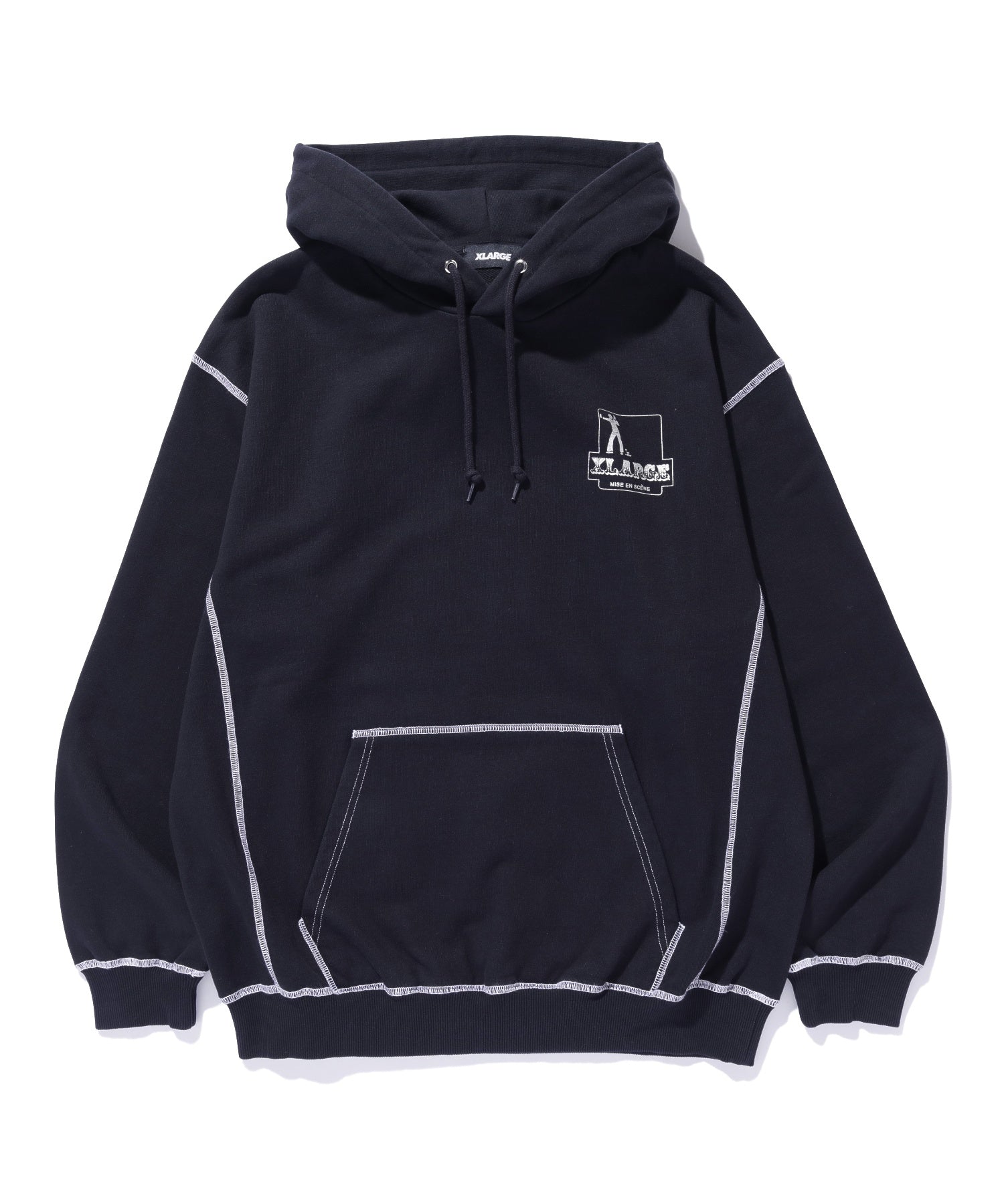 CONTRAST STITCH PULLOVER HOODED SWEATSHIRT