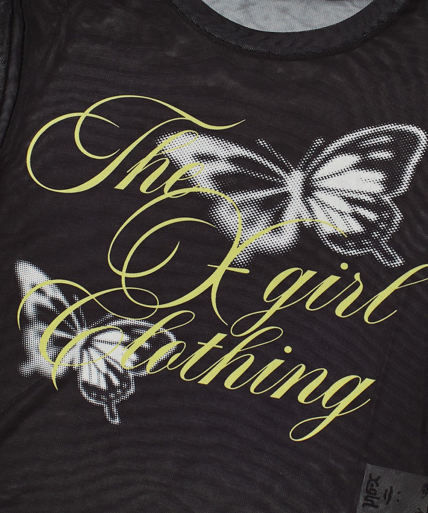 SCRIPT LOGO AND BUTTERFLY MESH S/S BABY TEE