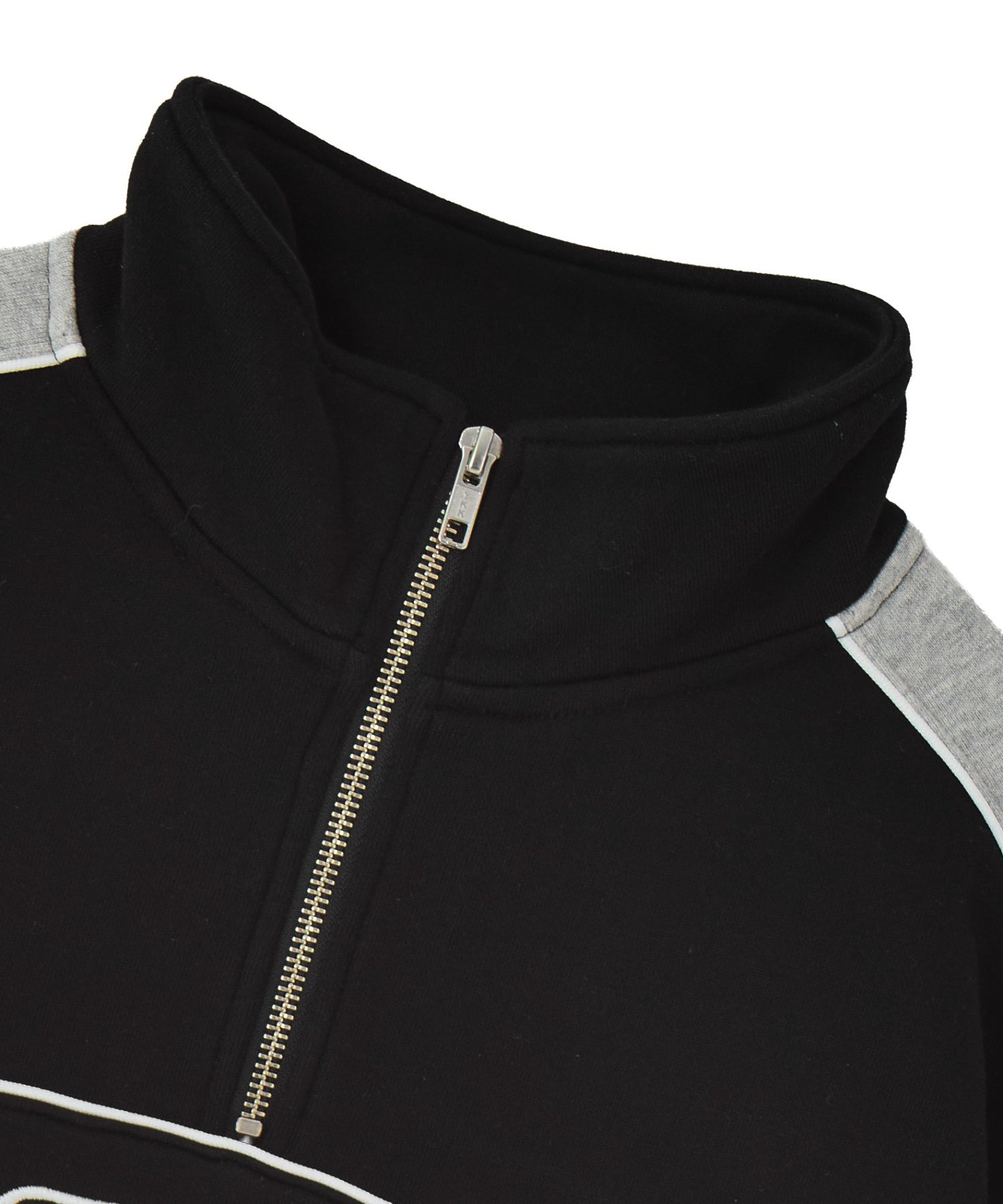 FACE LABEL HALF ZIP SWEAT TOP