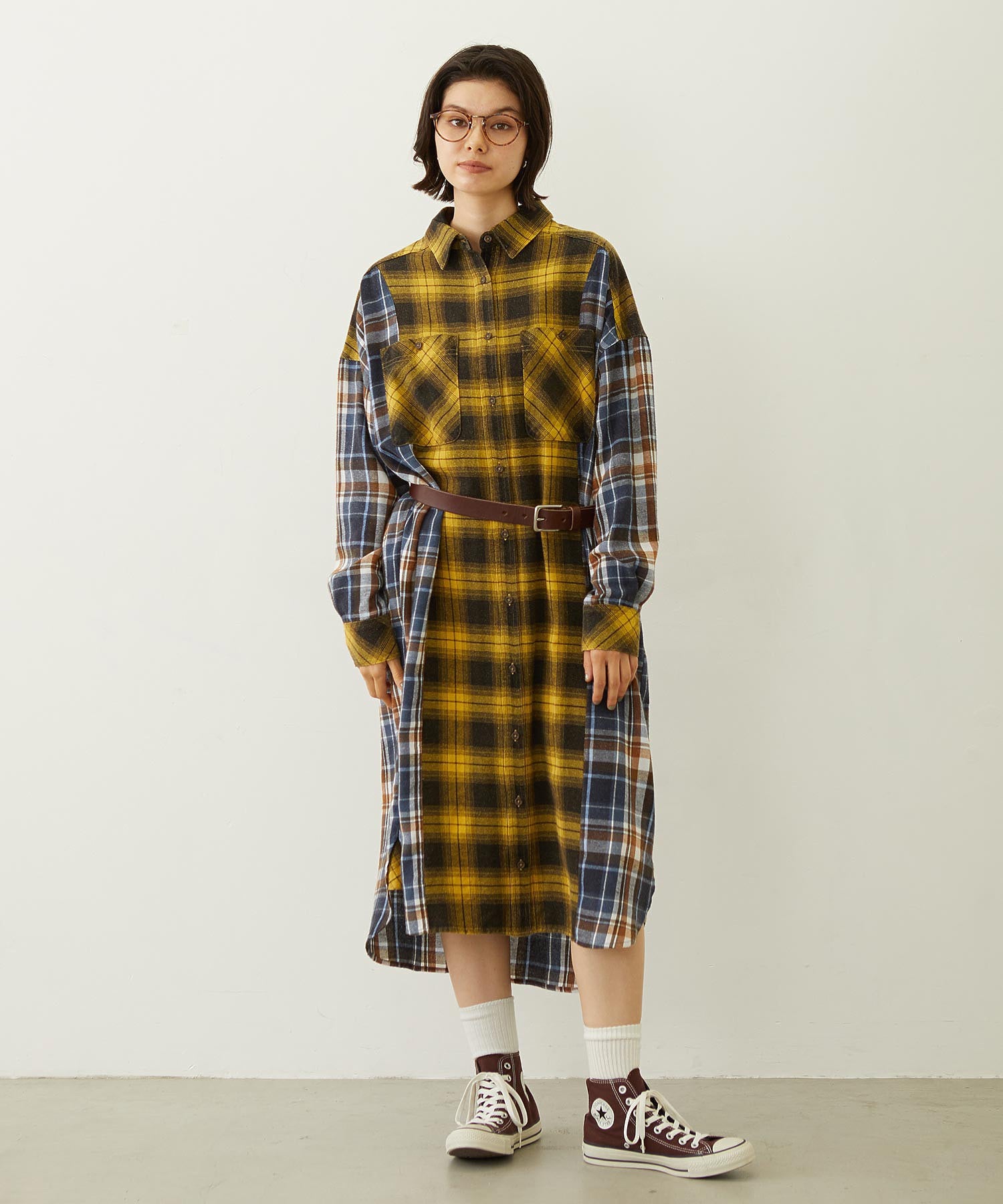 WASHED PANEL SHIRT DRESS