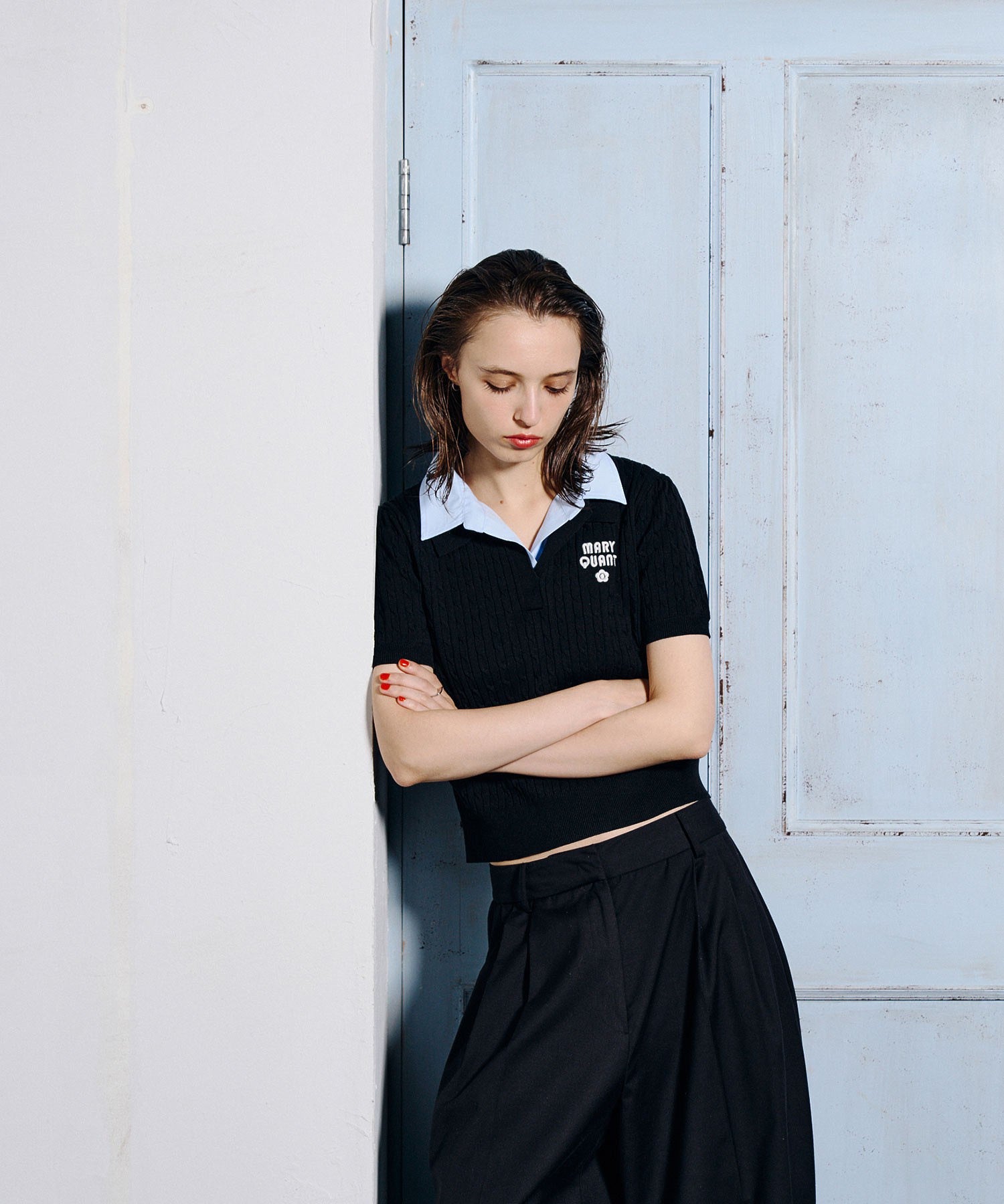 【ROSE BUD別注】MARY QUANT/LAYERED POLO KNIT