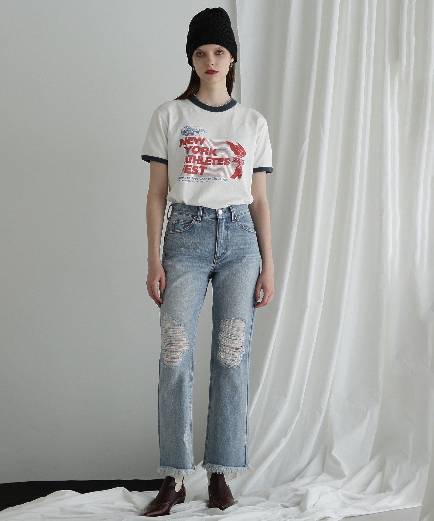 CREOLME/ダメージデニムパンツ
