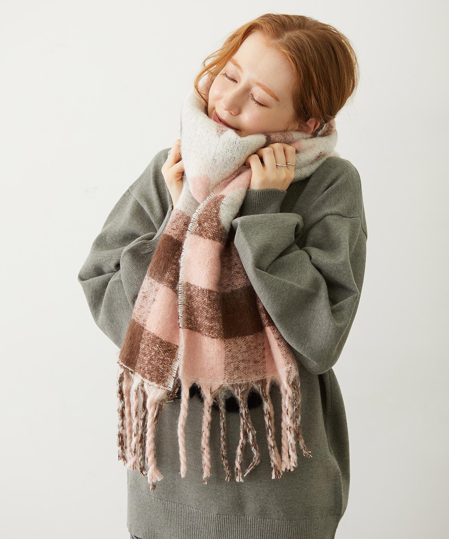 GINGHAM CHECK LOGO STOLE