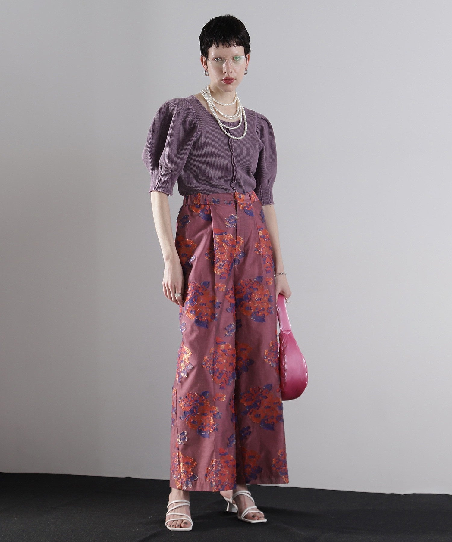 mici/ボリュームスリーブワッフルトップス