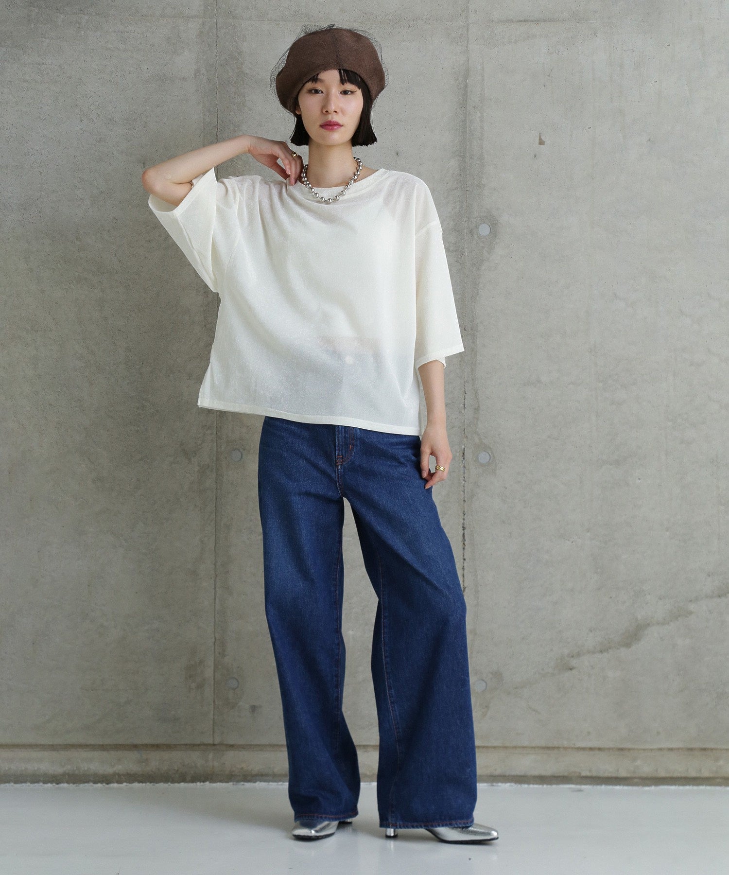 CHIGNON/ベロアメッシュTシャツ